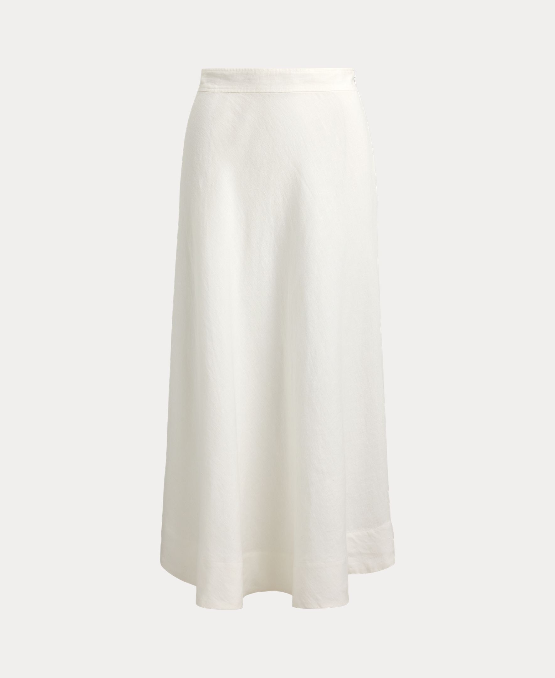 Saia Midi de Linho com Corte Evasê Branco-5