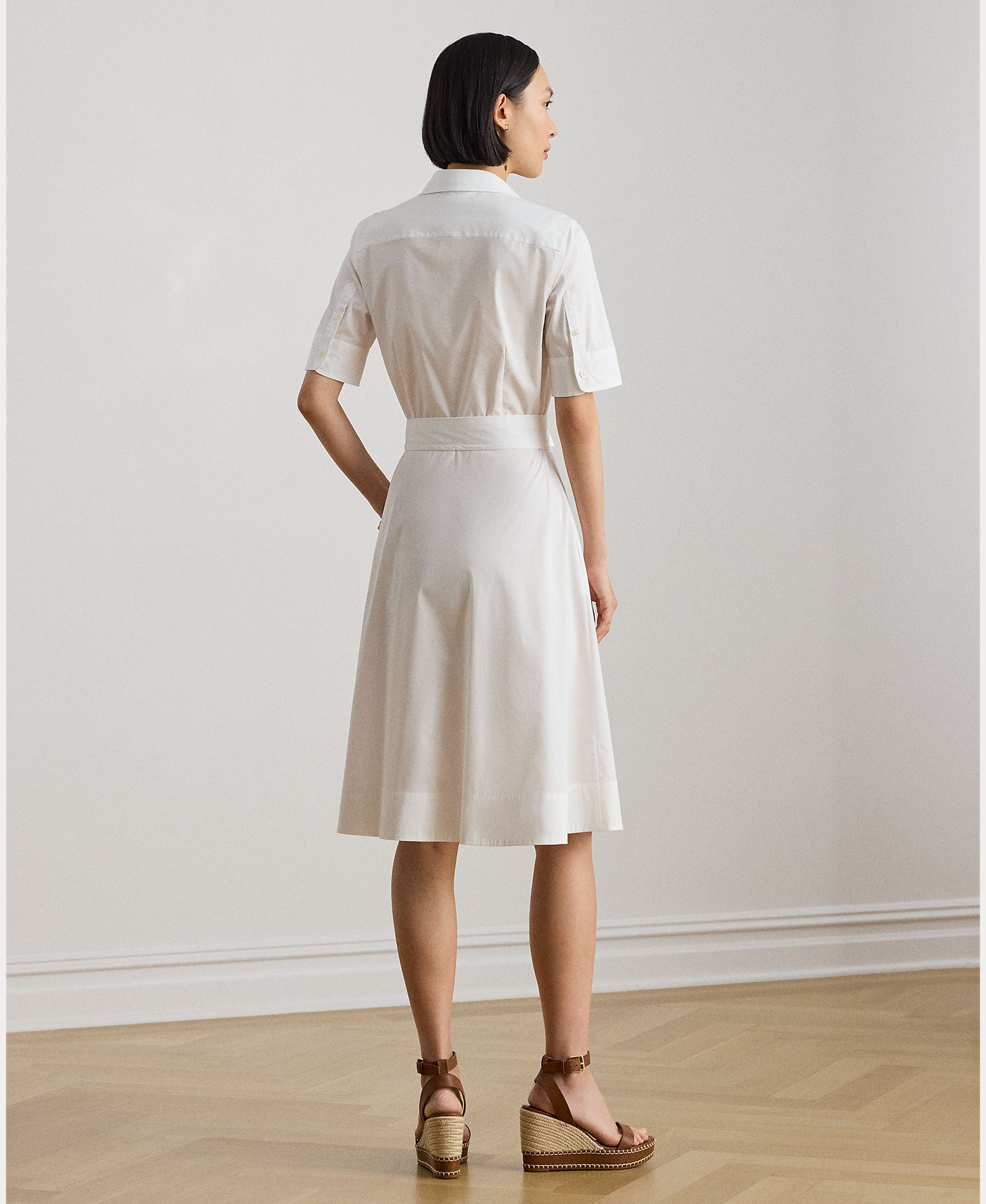 Vestido camiseiro de manga curta Branco-2