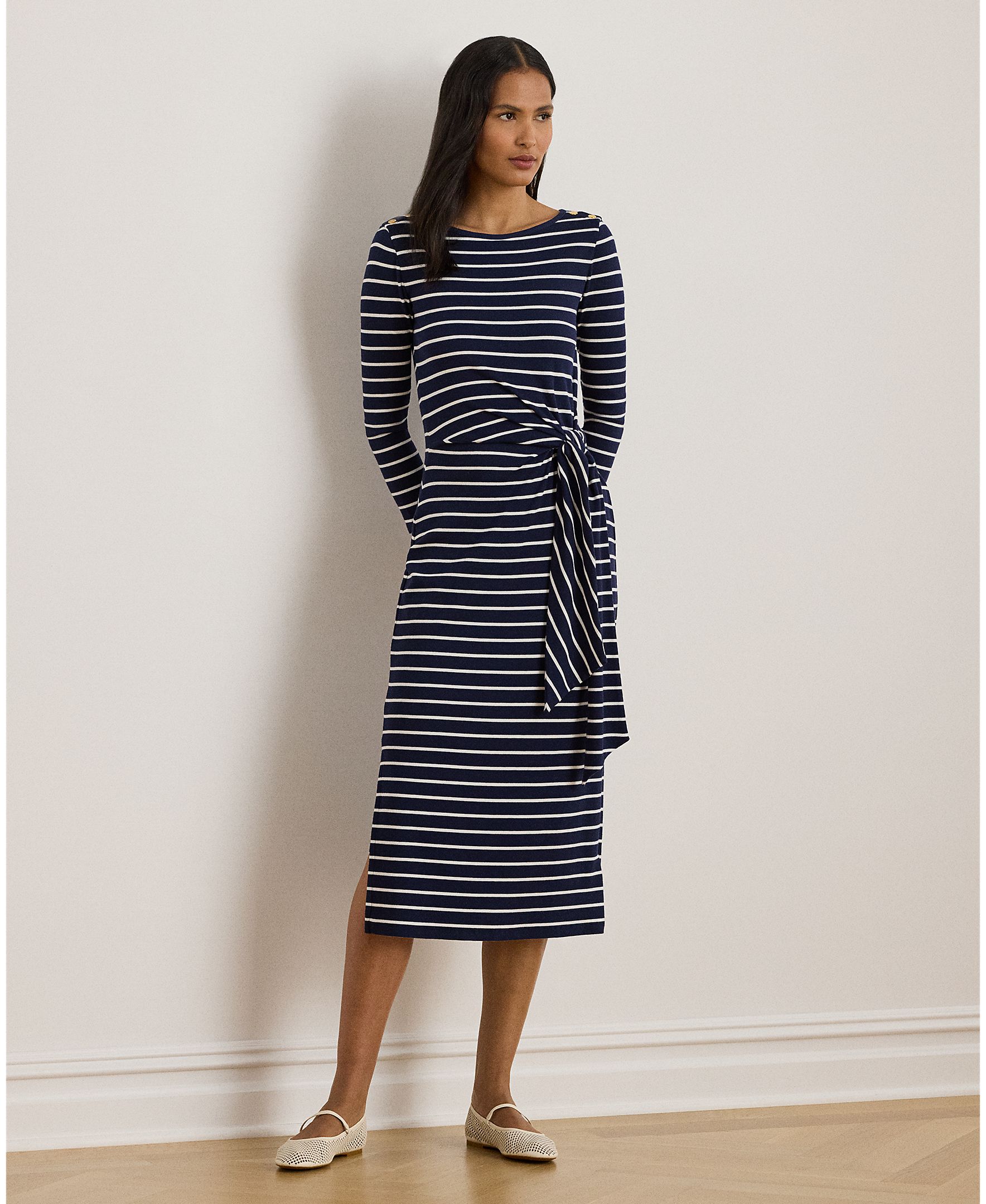 Lauren Ralph Lauren - Vestido midi estampado con cuello barco.