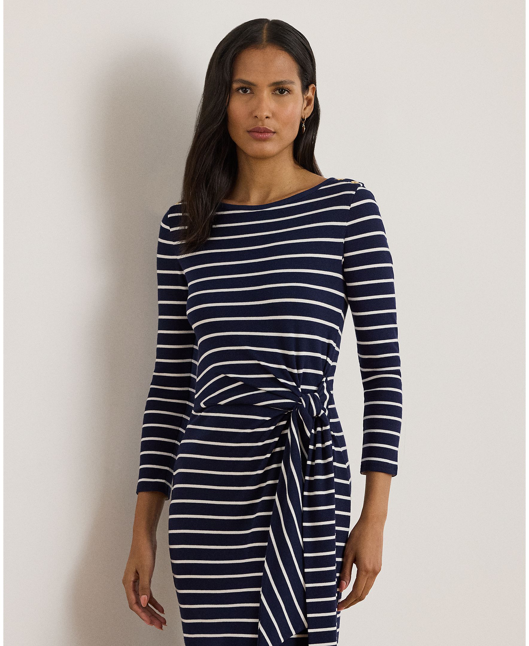 Vestido Midi Estampado com Decote à Barco Azul-3