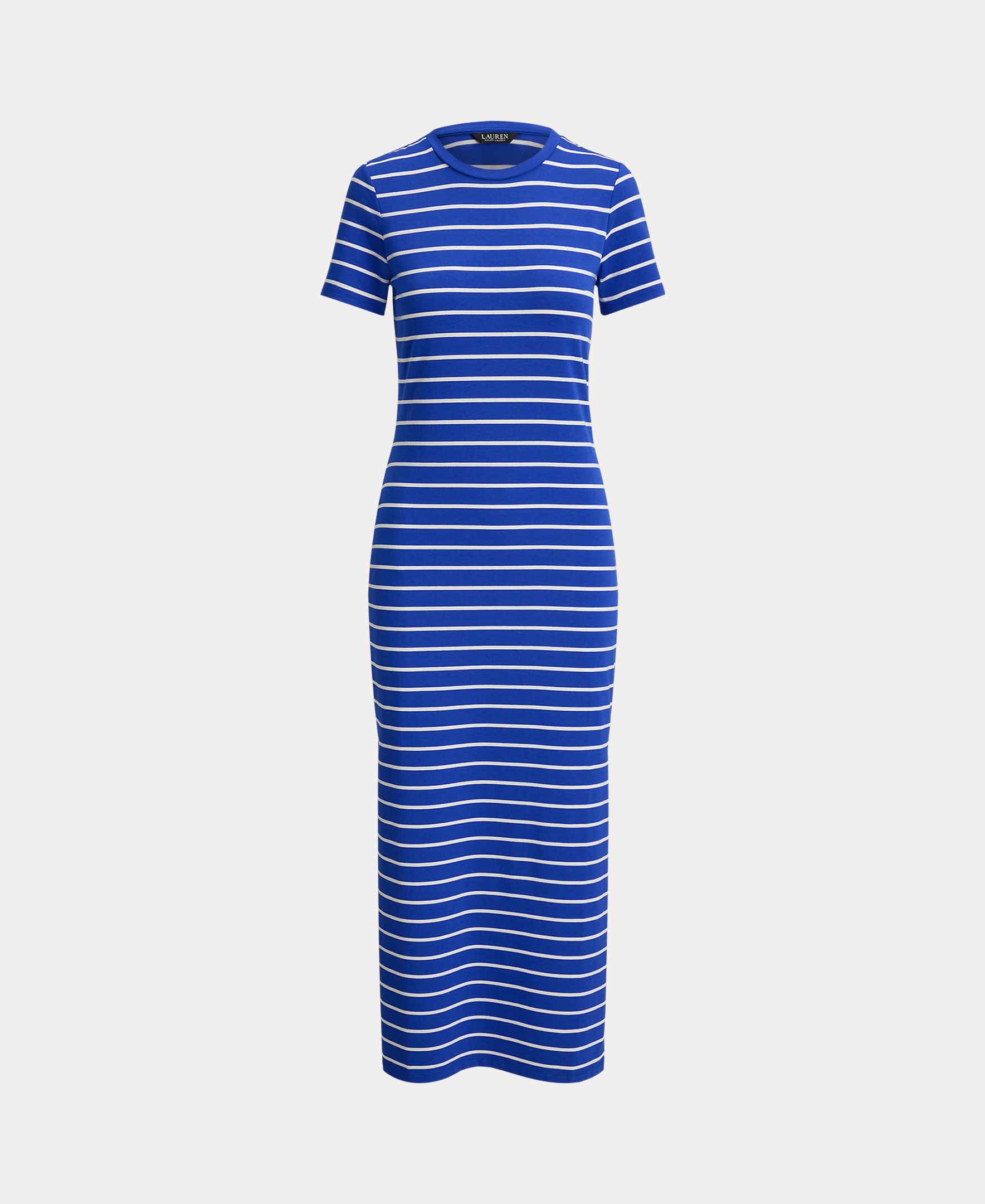 Vestido Midi de Manga Curta Estampado Azul-5
