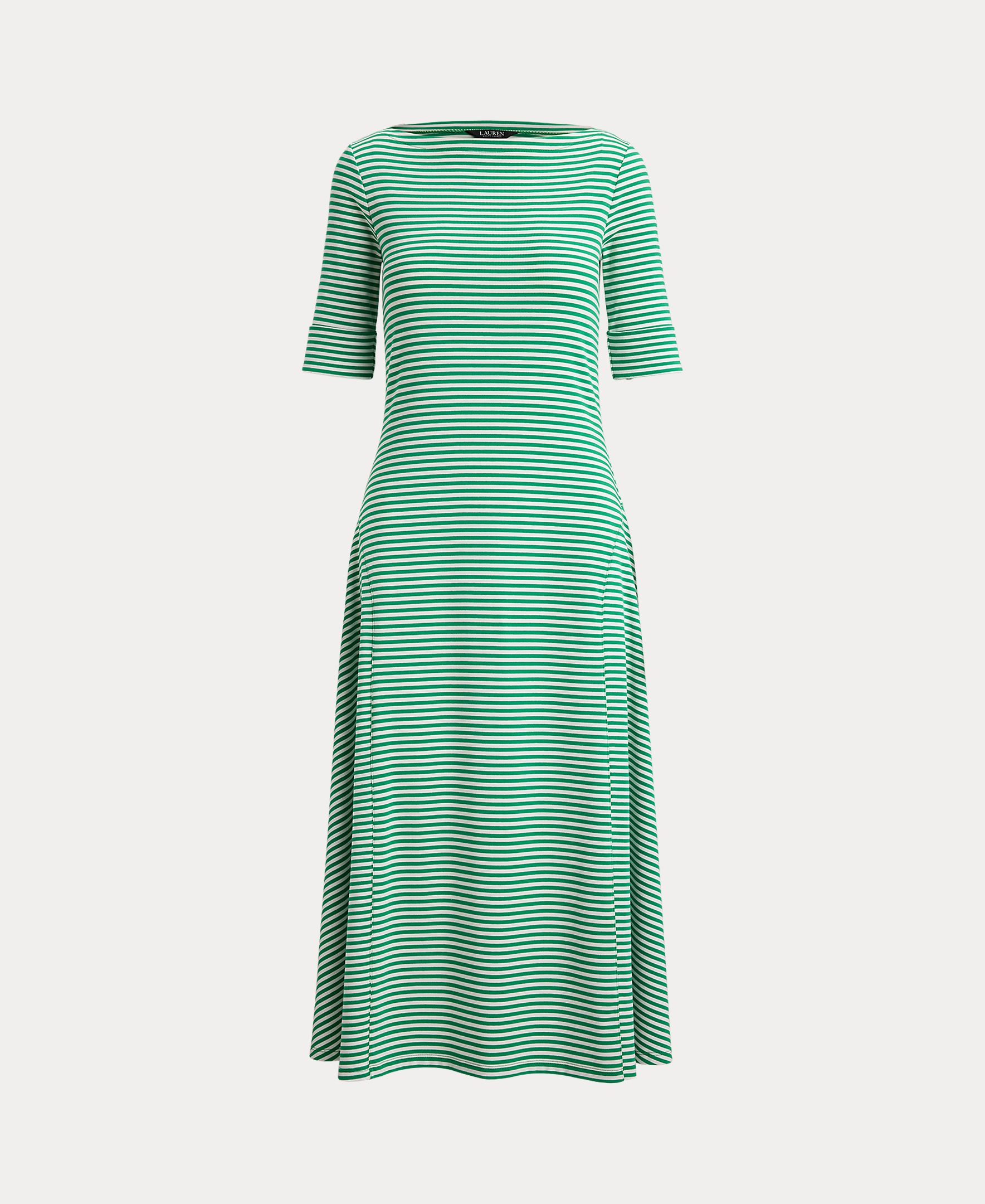 Vestido em Algodão Elástico com Estampado Verde-5