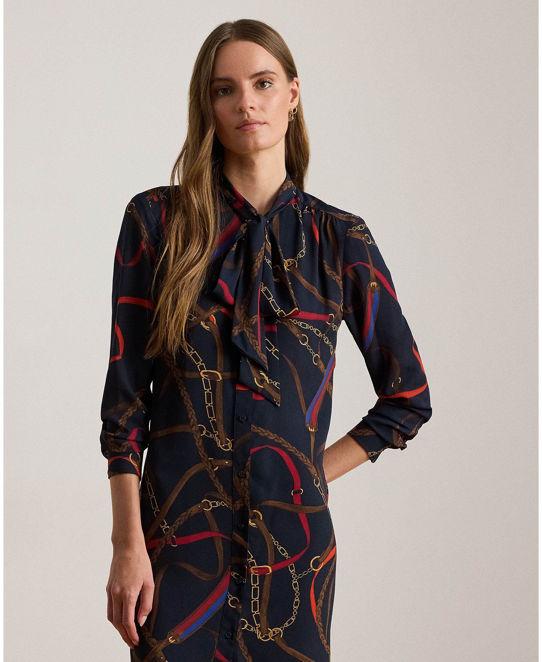 Vestido camiseiro estampado Azul-marinho-3