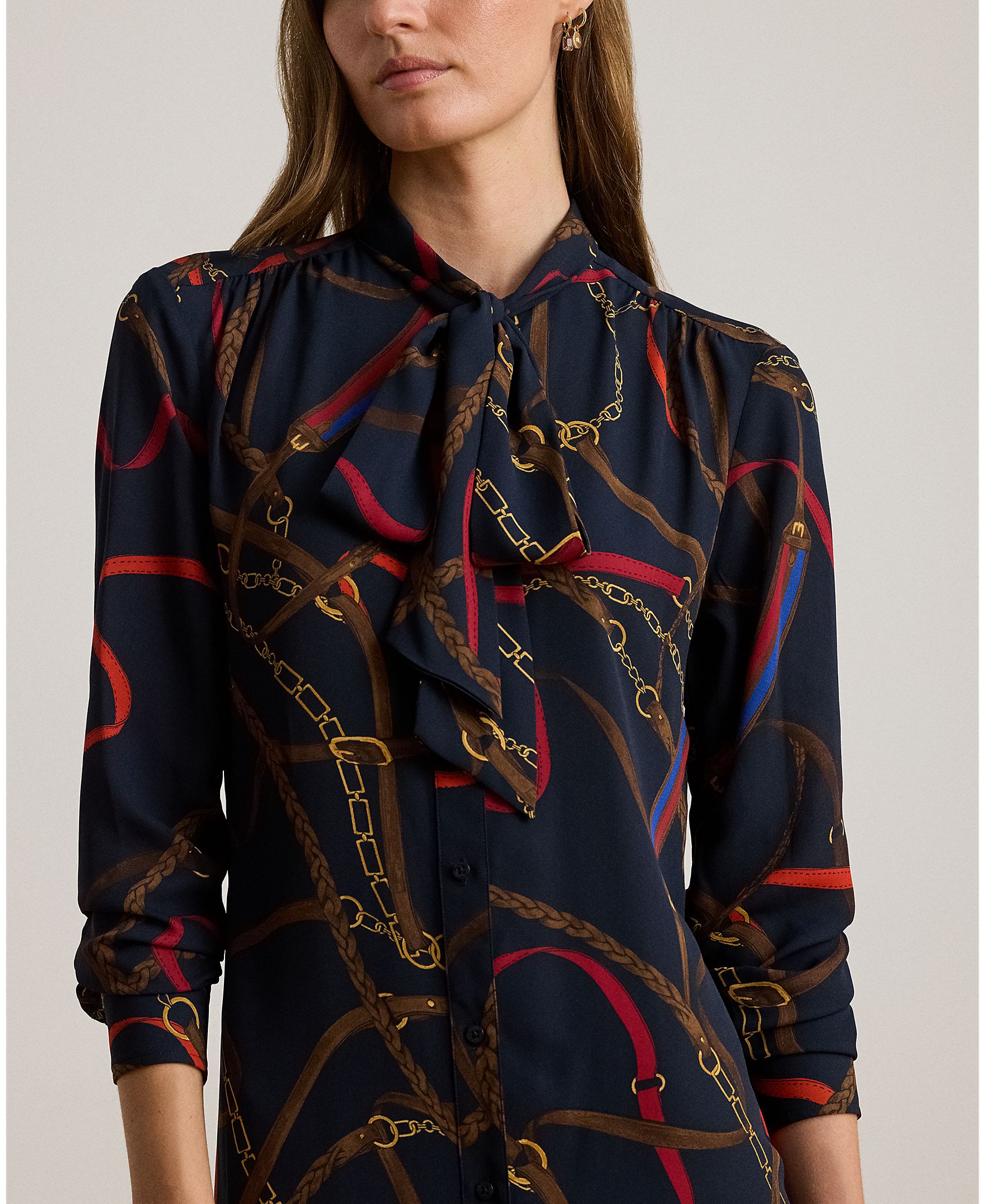 Vestido camiseiro estampado Azul-marinho-4