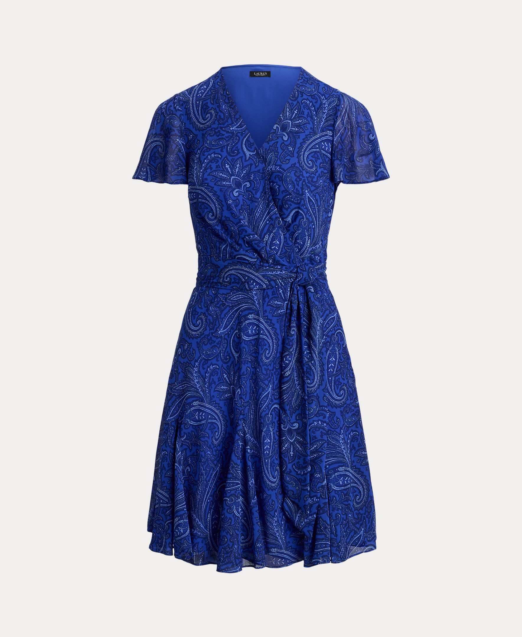 Vestido cruzado com manga curta Azul-índigo-5