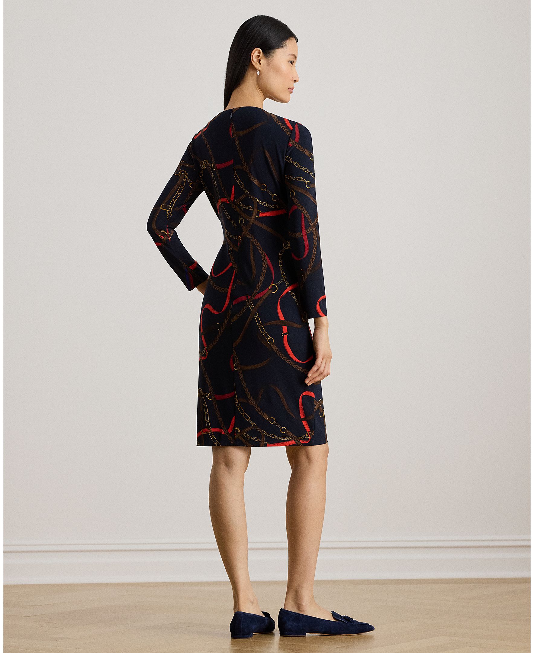 Vestido midi de malha estampado Azul-marinho-2
