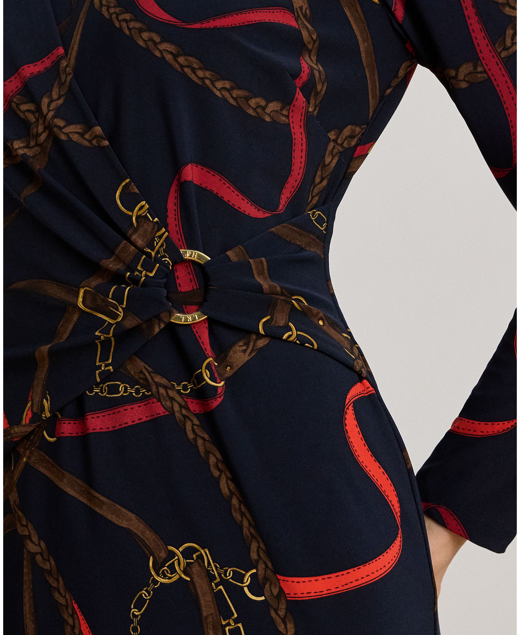 Vestido midi de malha estampado Azul-marinho-4