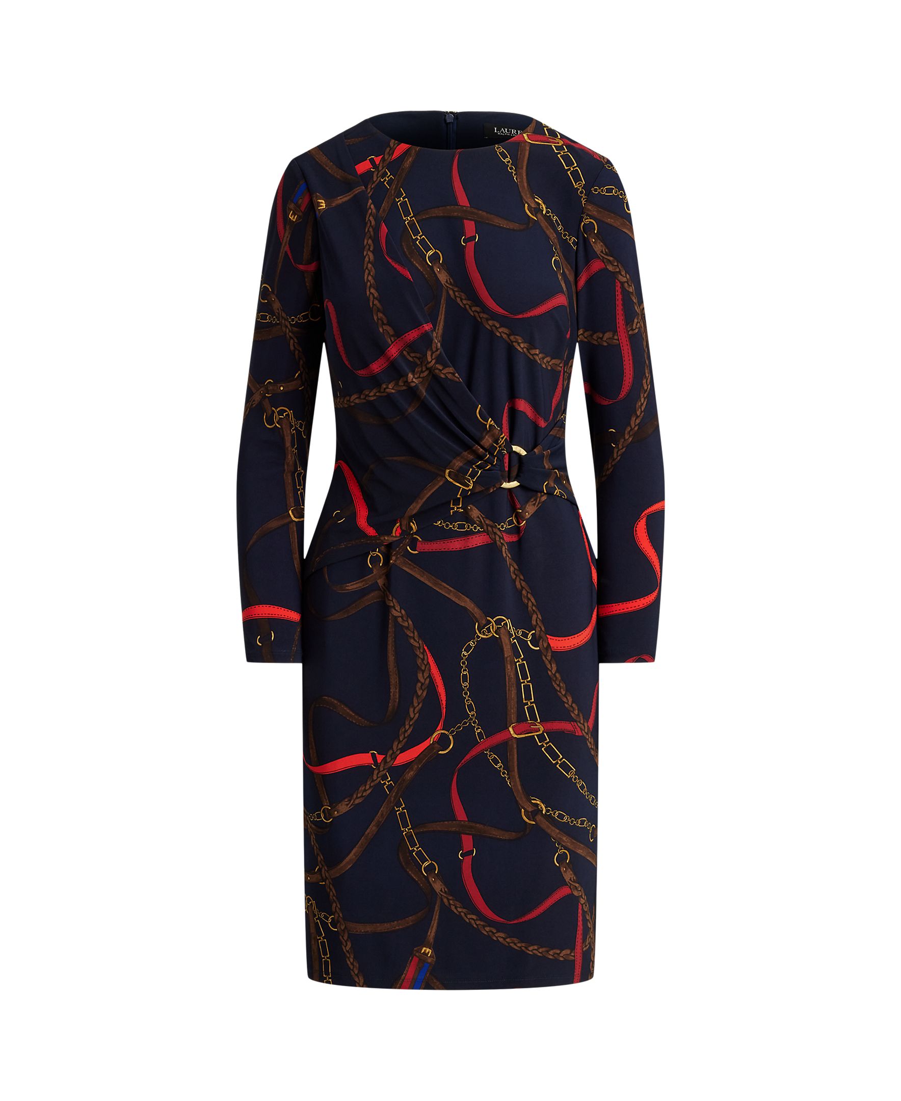 Vestido midi de malha estampado Azul-marinho-5