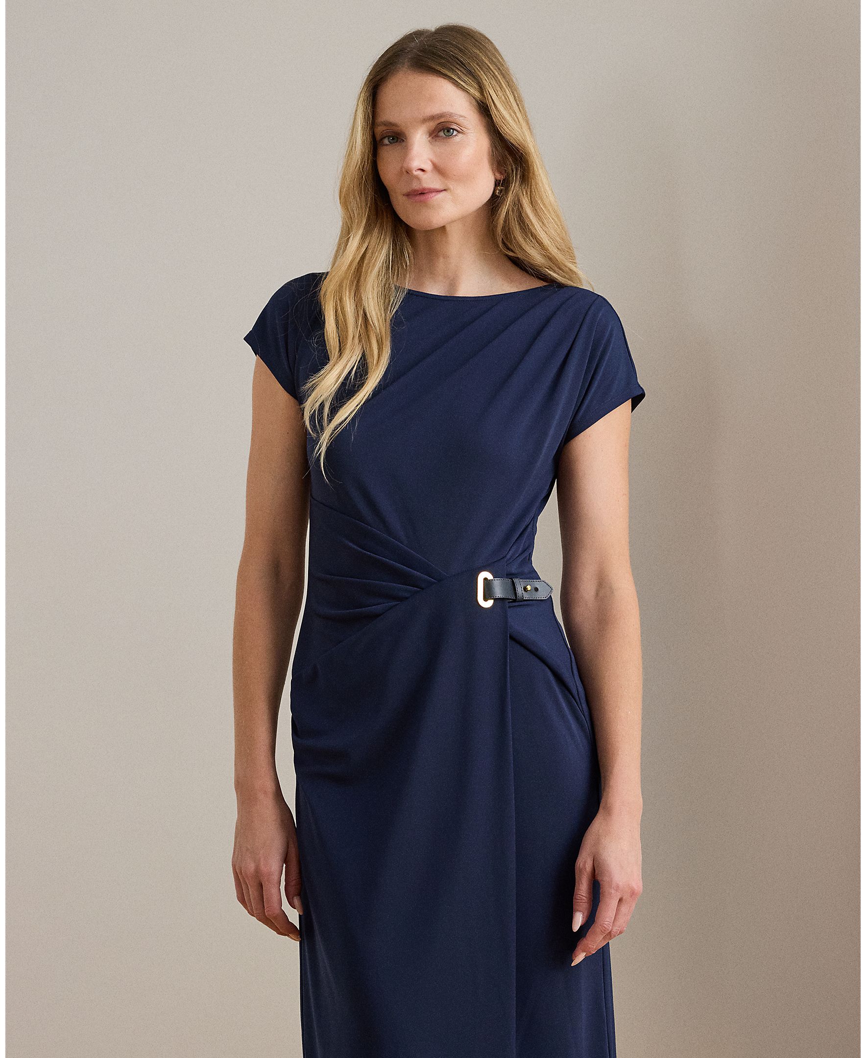 Vestido Midi com Mangas em Balão Azul-marinho-3
