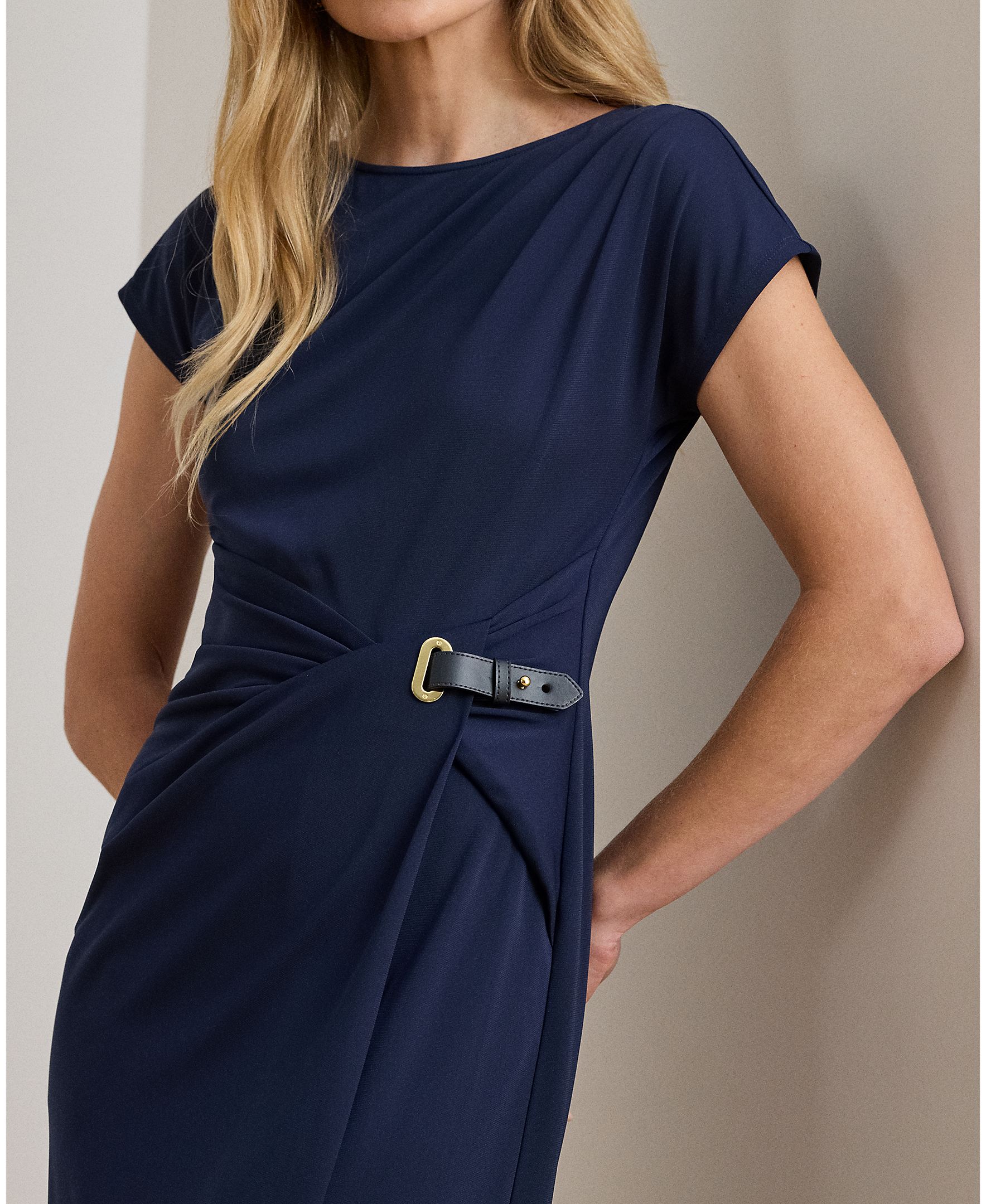 Vestido Midi com Mangas em Balão Azul-marinho-4