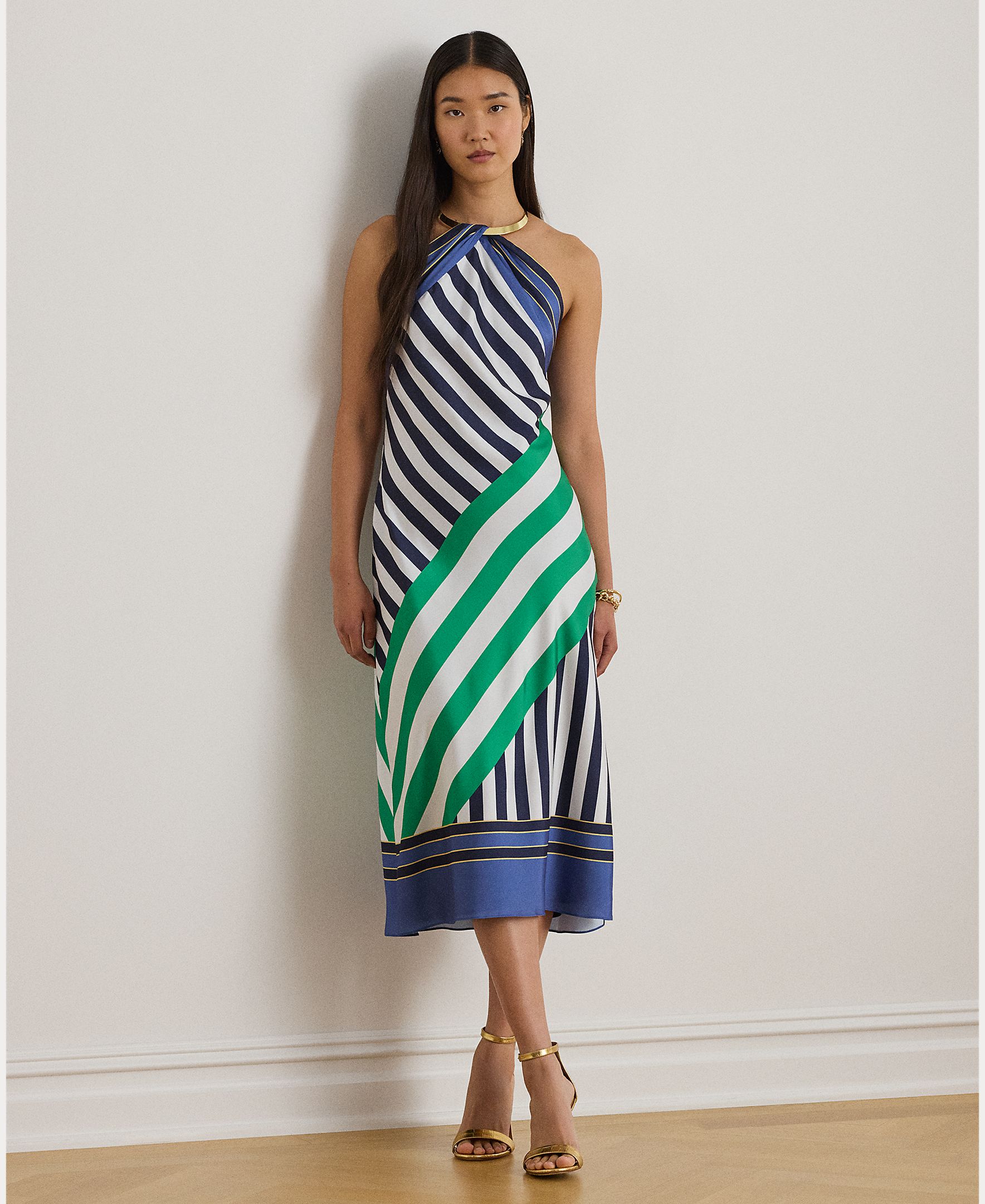 Lauren Ralph Lauren - Vestido midi con cuello halter estampado.