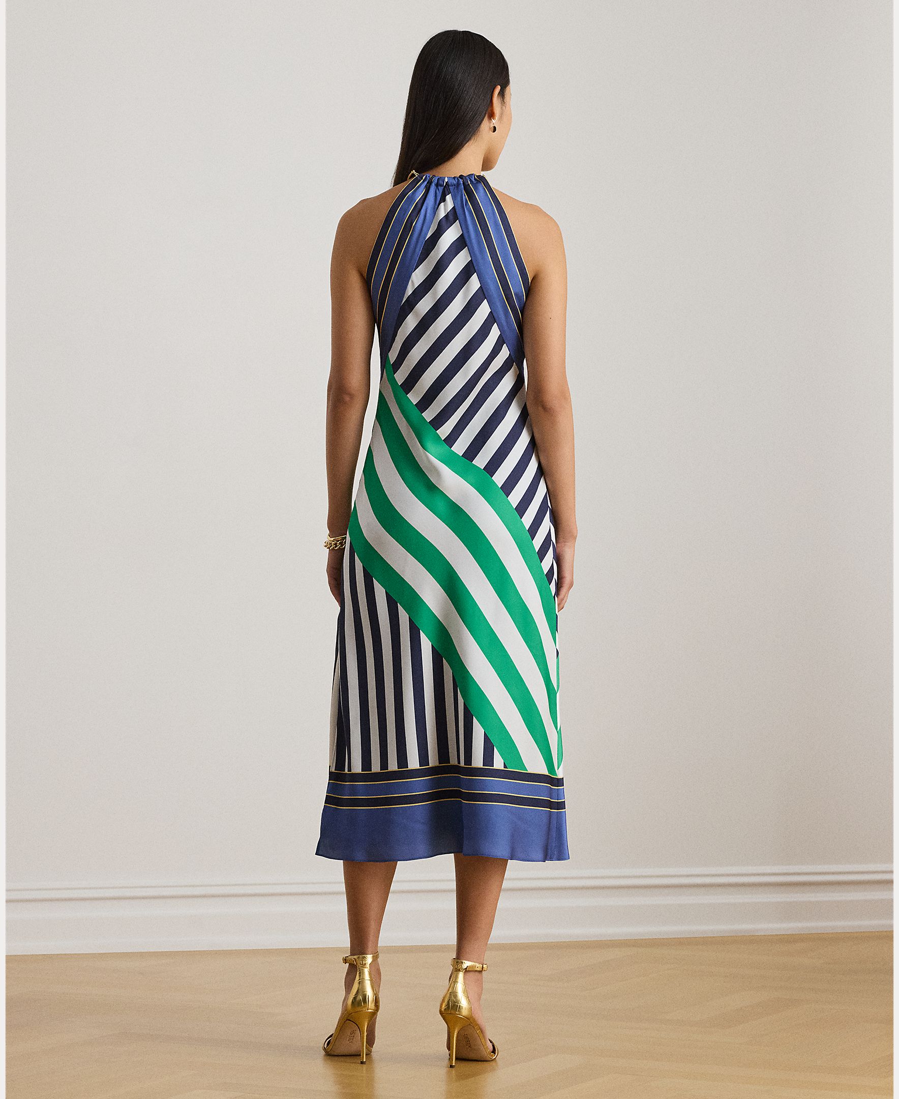 Vestido Midi com Gola Halter e Estampado Multicolor-2