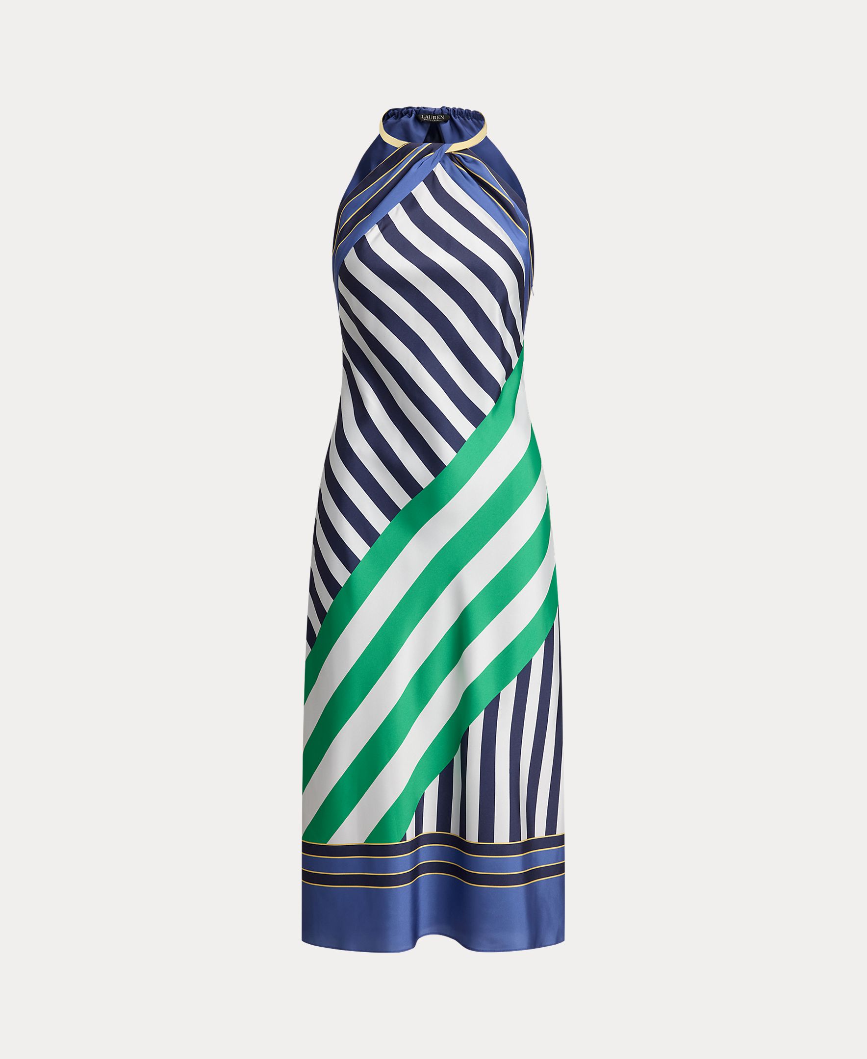 Vestido Midi com Gola Halter e Estampado Multicolor-5