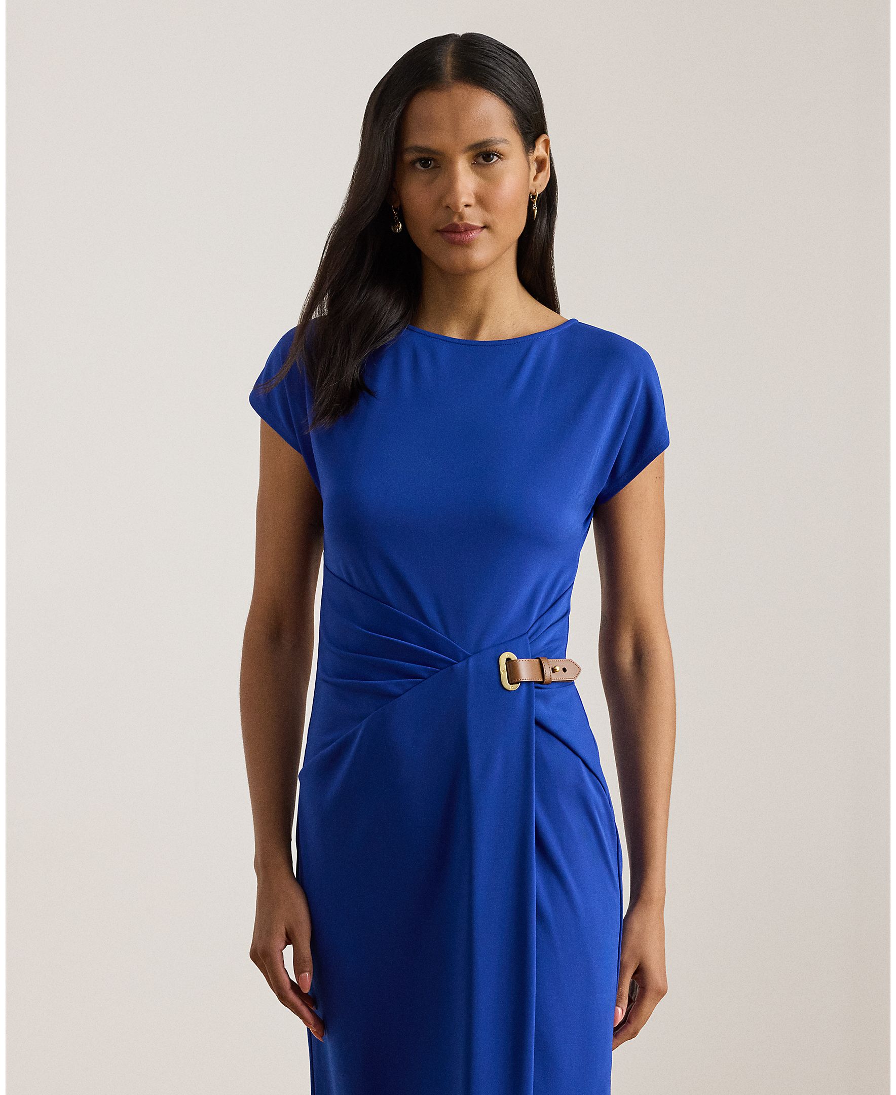 Vestido Midi com Mangas em Balão Azul Royal-3