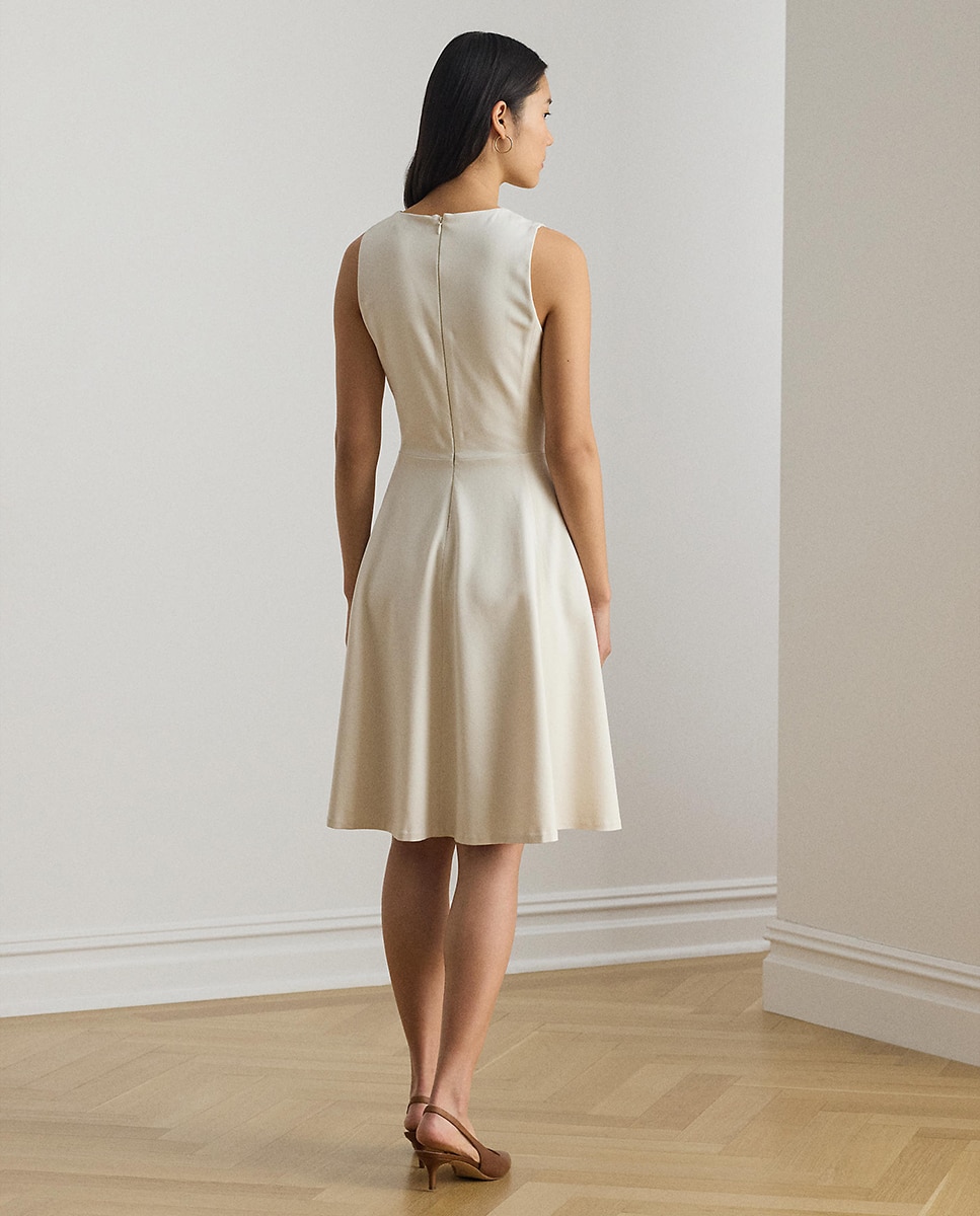 Vestido midi sem mangas Creme-2