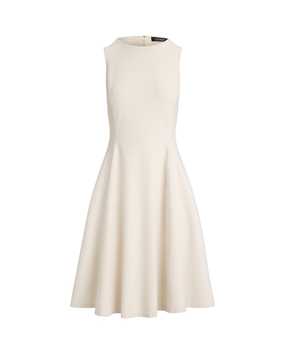 Vestido midi sem mangas Creme-5