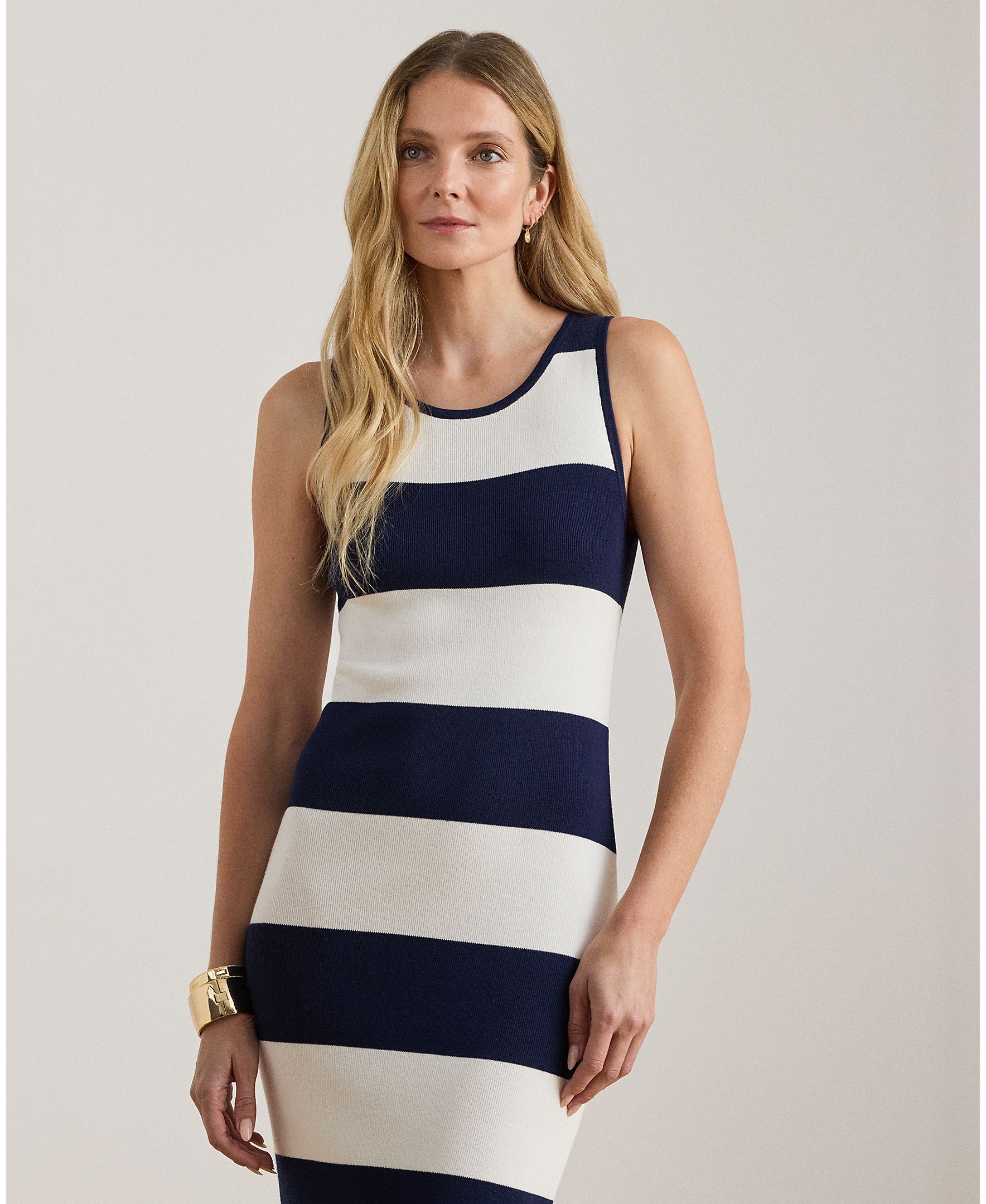Vestido sem mangas estampado Azul-3