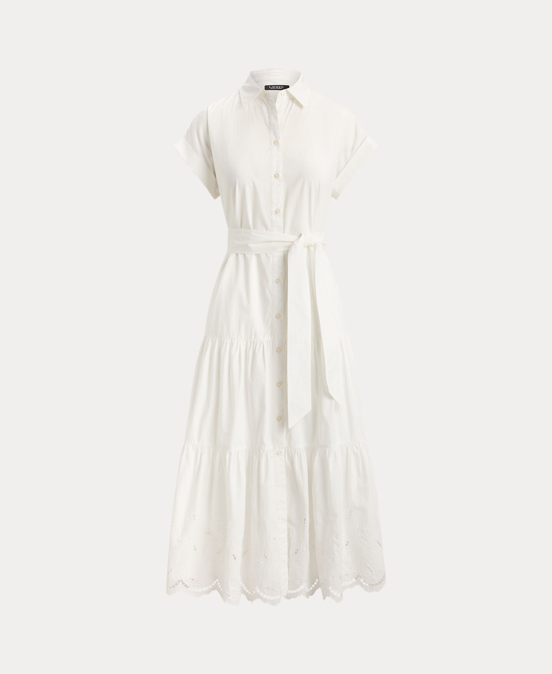 Vestido Camiseiro com Folhos e Cinto Branco-6