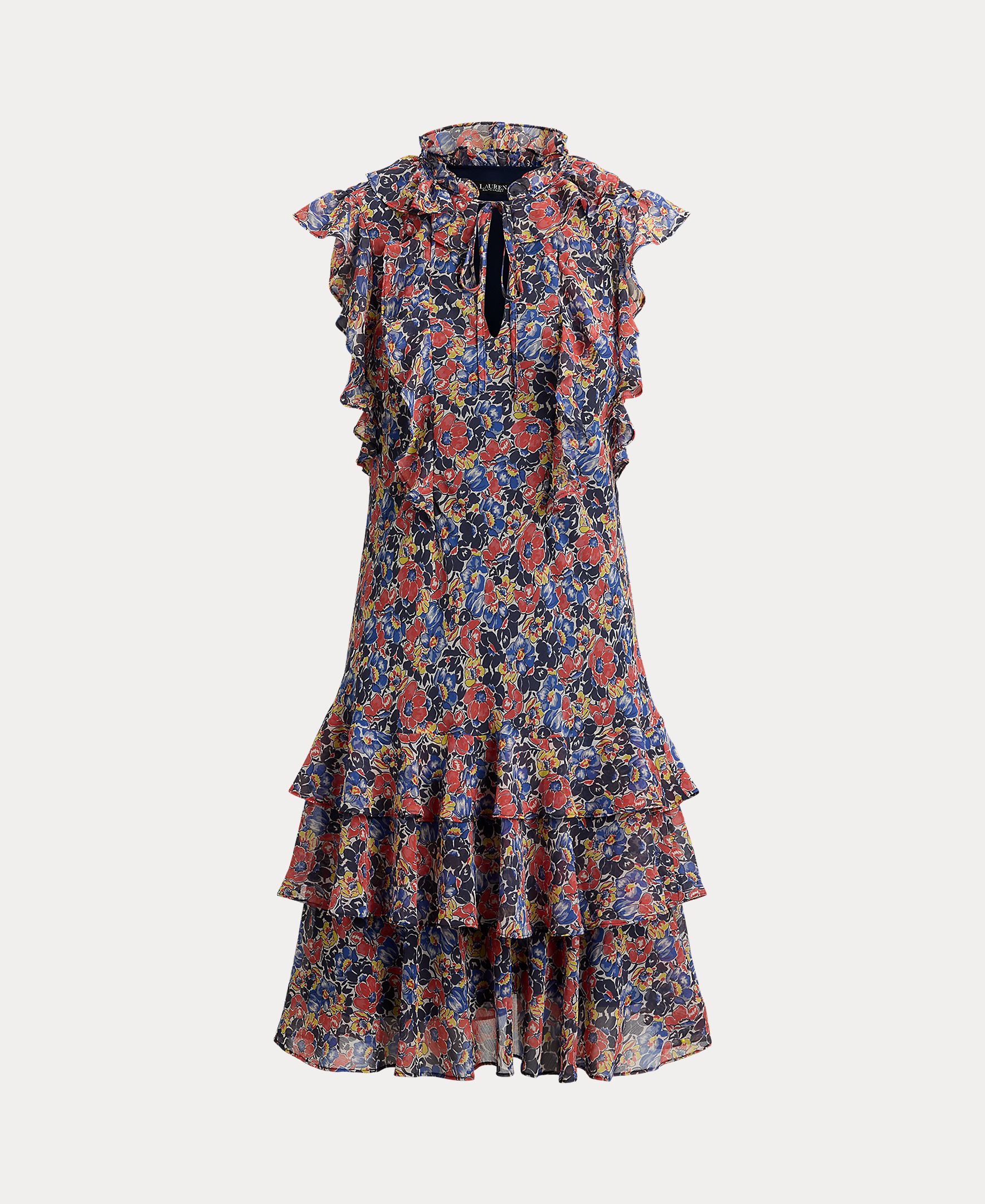 Vestido Curto com Folhos e Estampado Multicolor-6