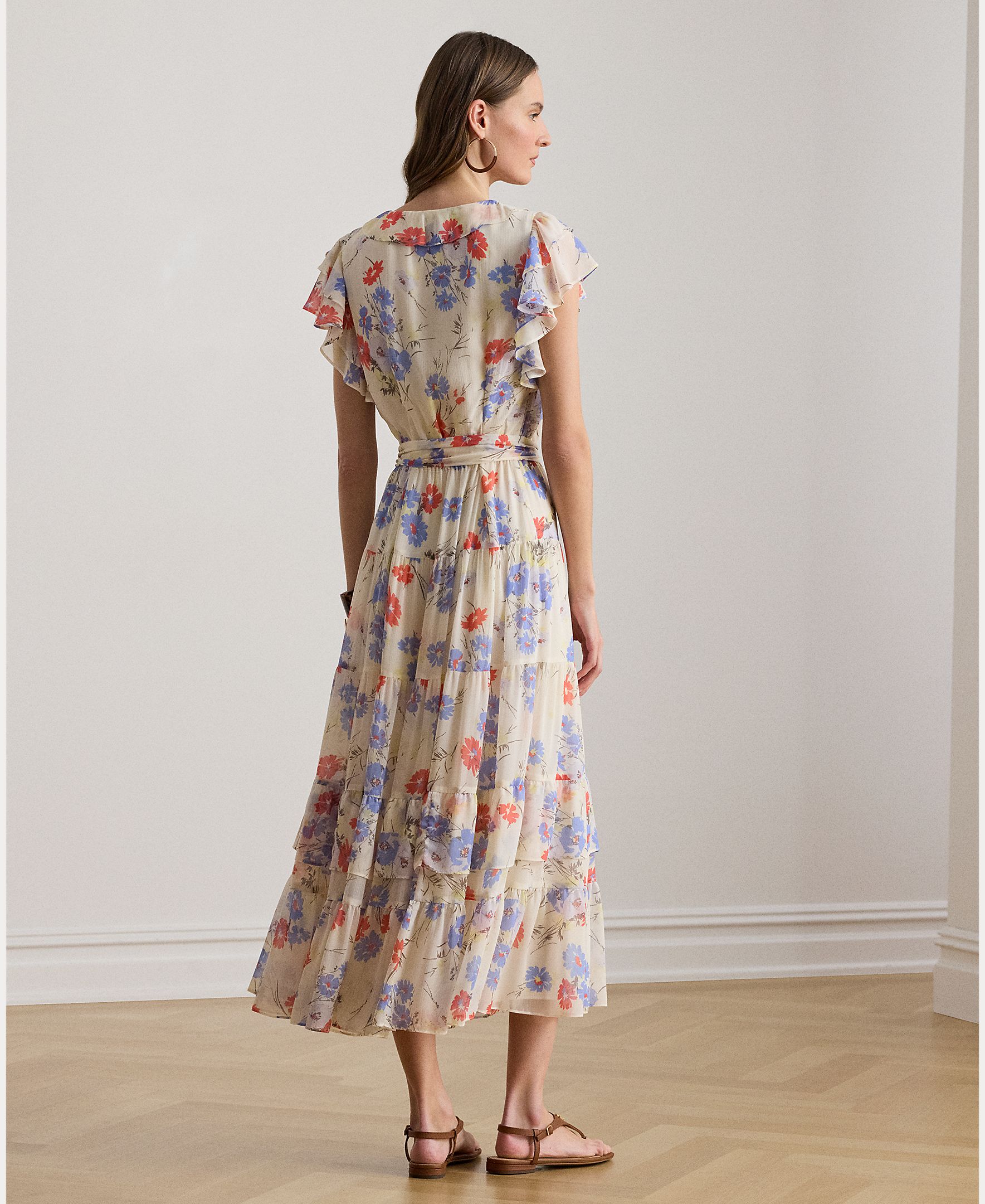 Vestido Comprido Vaporoso com Estampado Natural-2