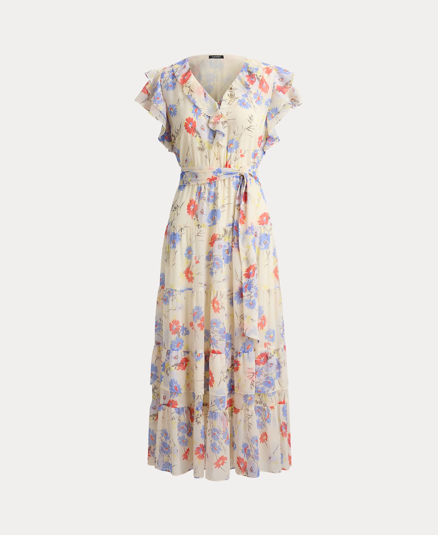 Vestido Comprido Vaporoso com Estampado Natural-5