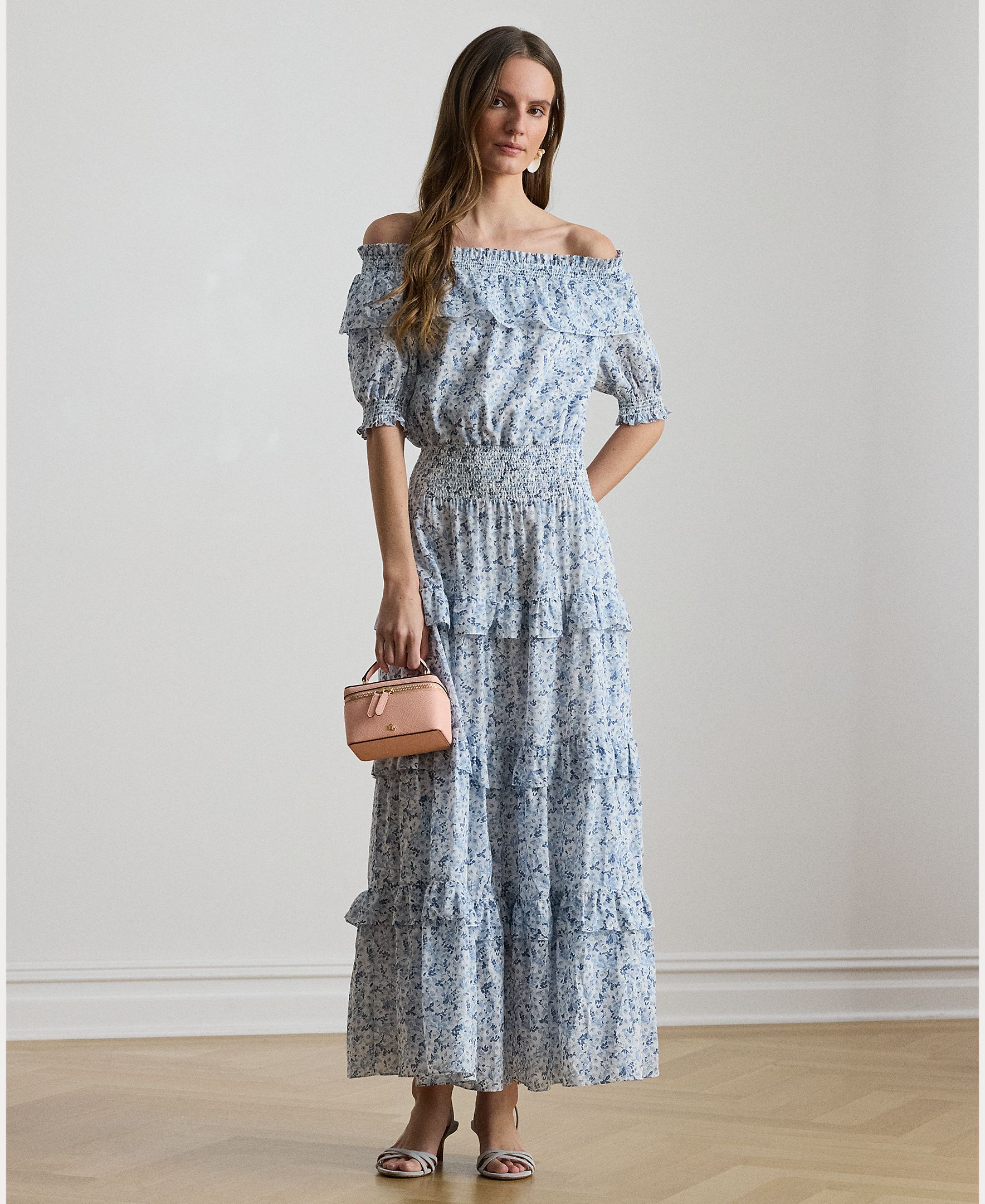 Imagem 0 de Vestido midi de algodão estampado