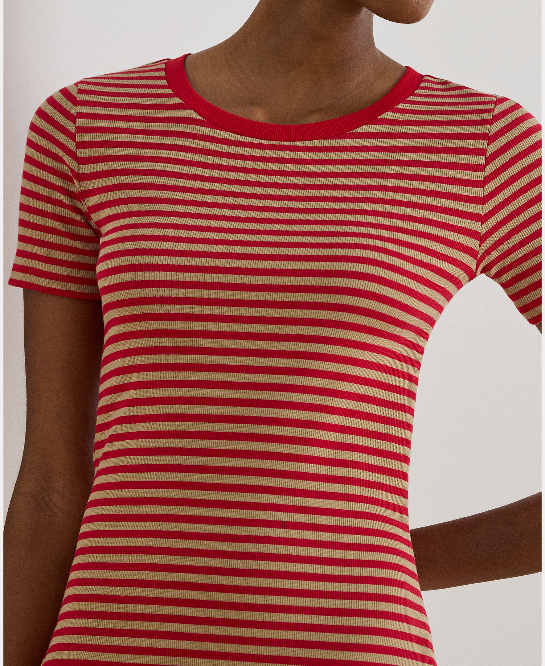 Vestido Camiseiro Midi de Malha de Algodão Vermelho-4