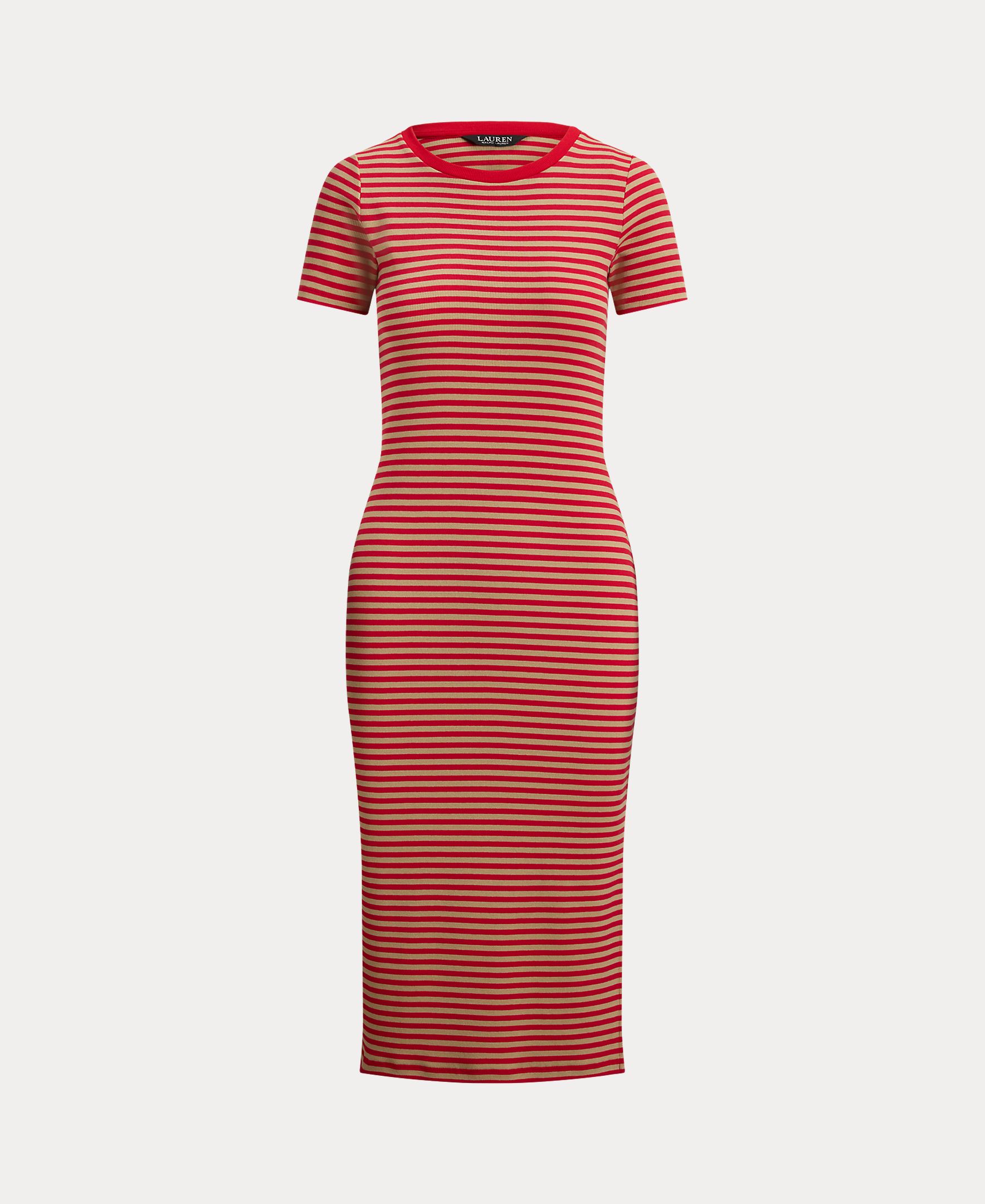 Vestido Camiseiro Midi de Malha de Algodão Vermelho-5