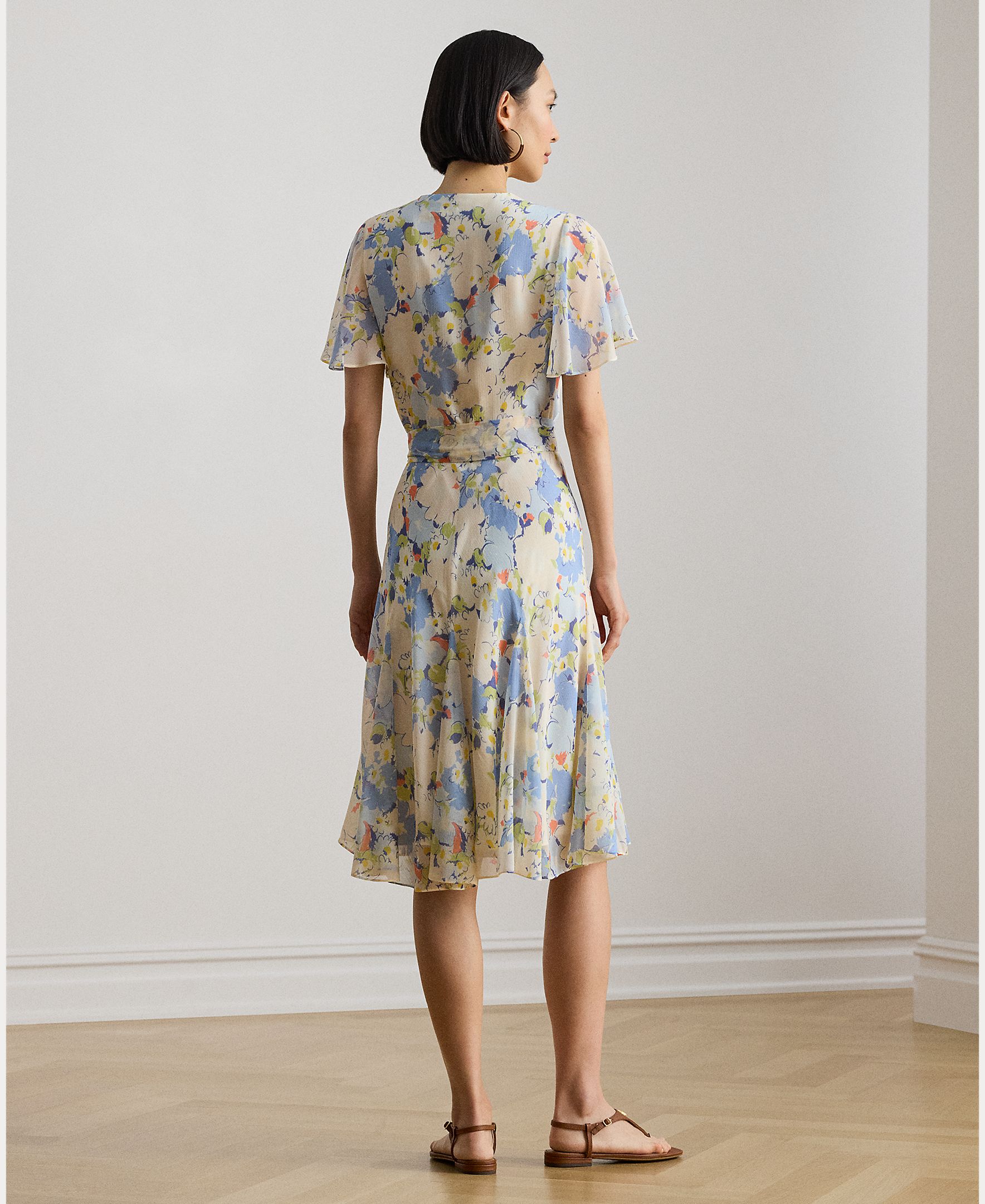 Vestido Midi Cruzado de Georgette Azul-claro-2