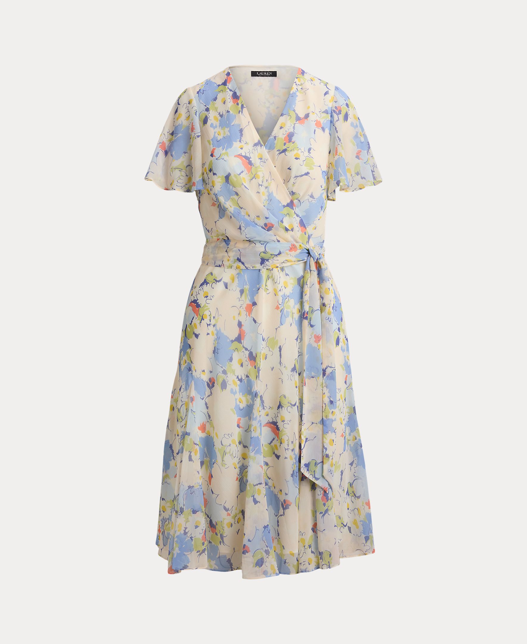 Vestido Midi Cruzado de Georgette Azul-claro-5