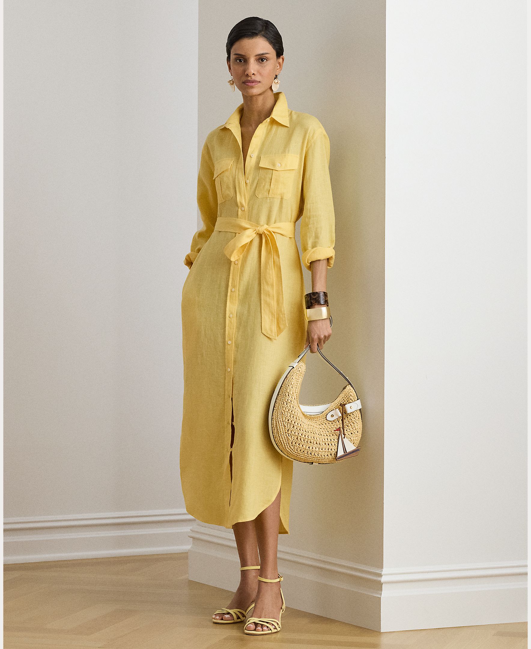 Imagem 0 de Vestido Camiseiro Midi de Linho