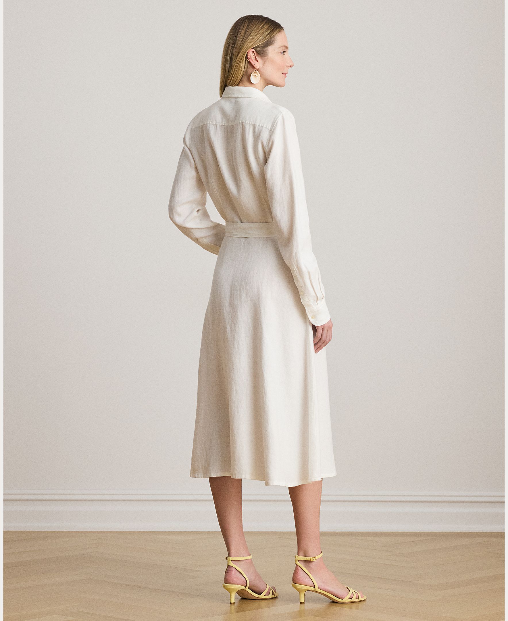Vestido Camiseiro de Linho com Cinto Branco-2