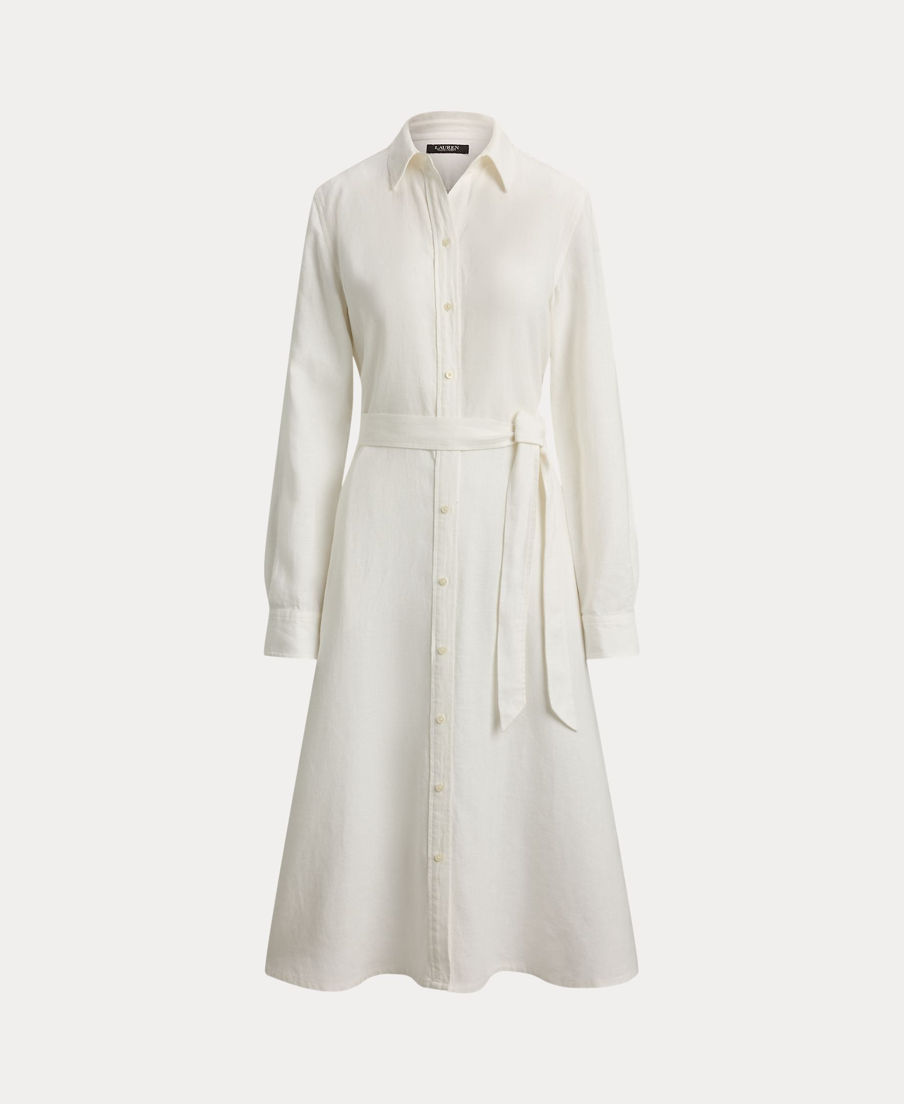 Vestido Camiseiro de Linho com Cinto Branco-5