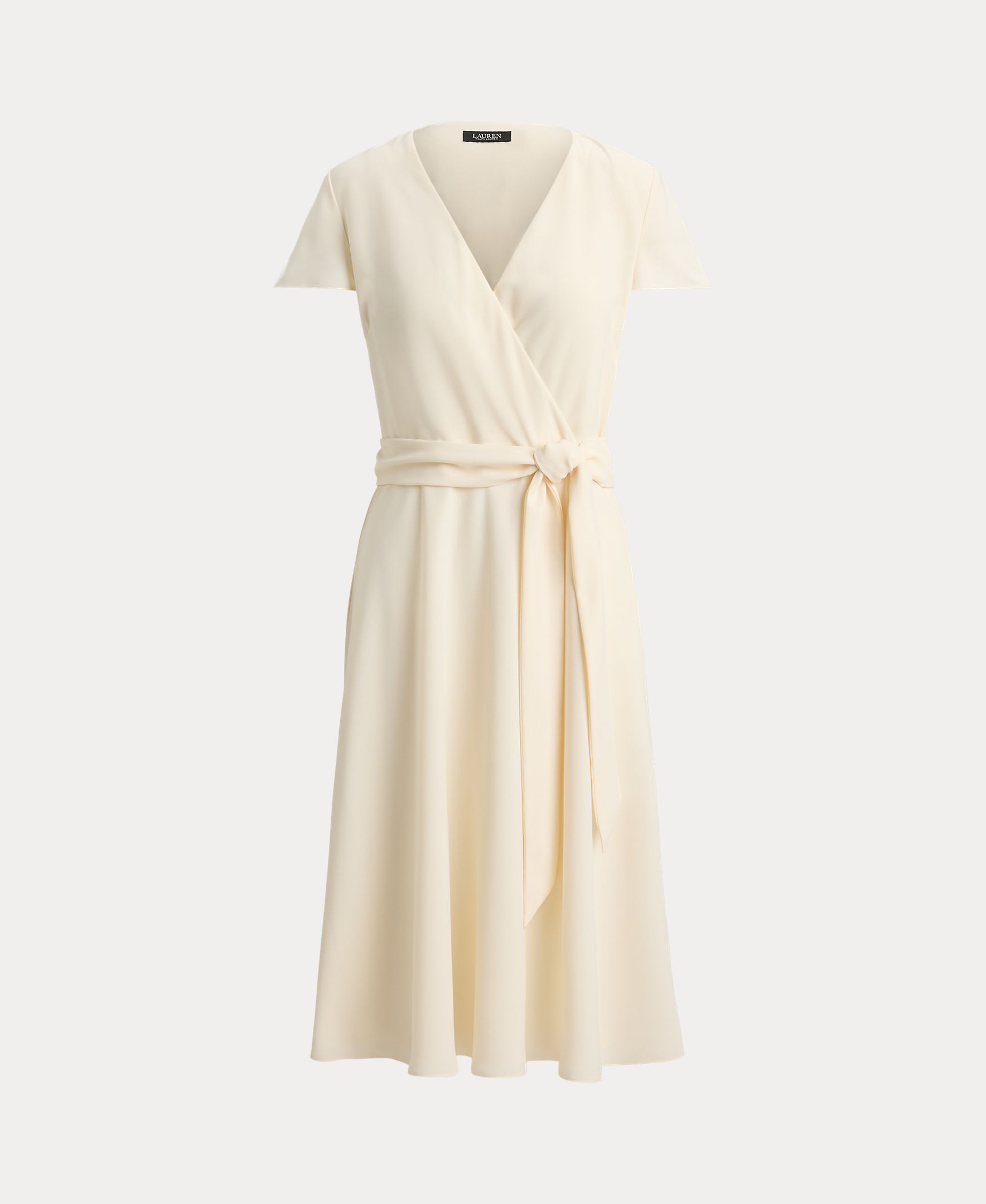 Vestido Midi Cruzado com Cinto Creme-5
