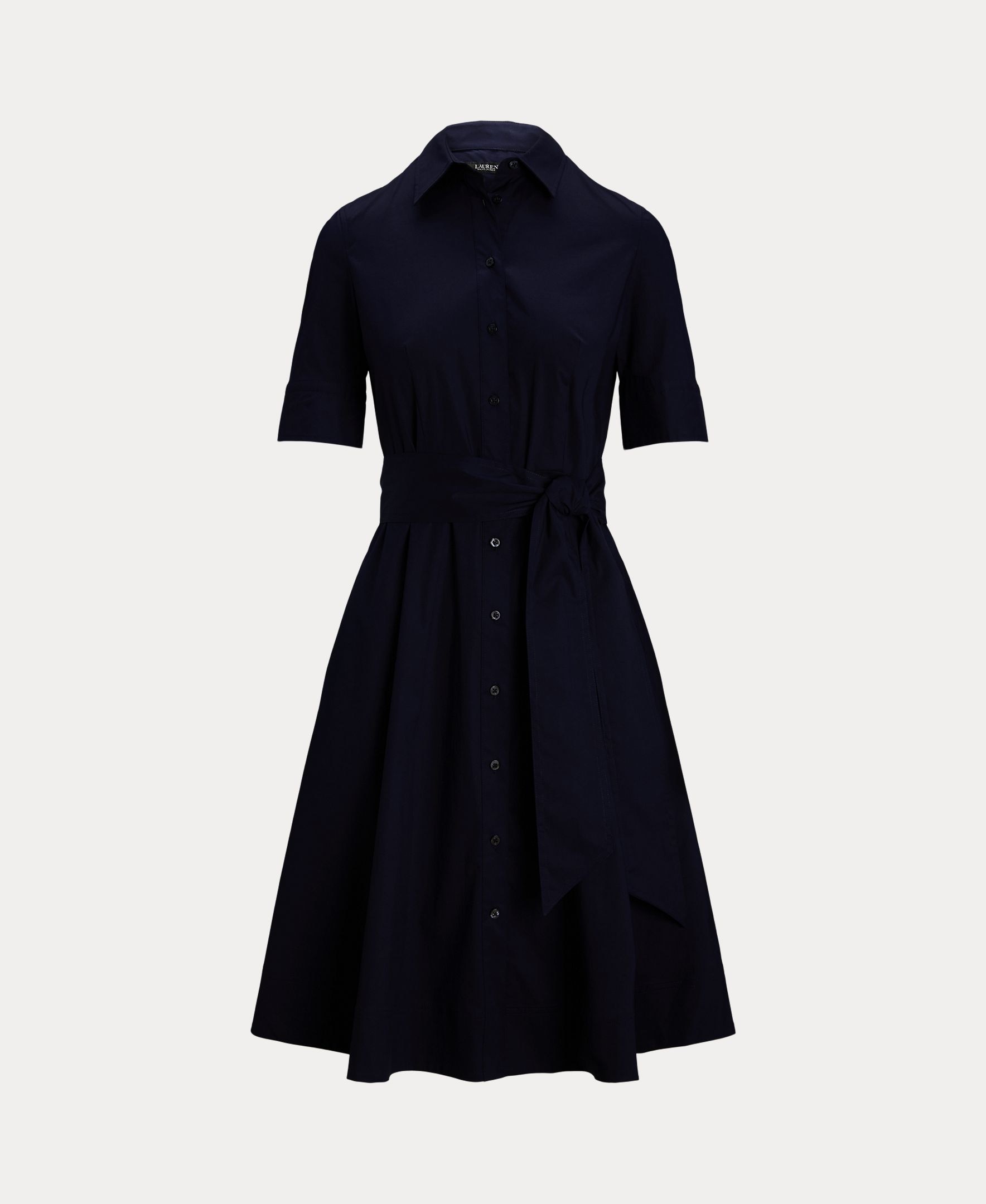 Vestido Camiseiro em Mistura de Algodão Azul-marinho-5
