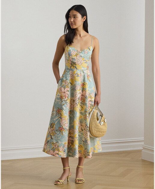 Vestido midi estampado sin mangas