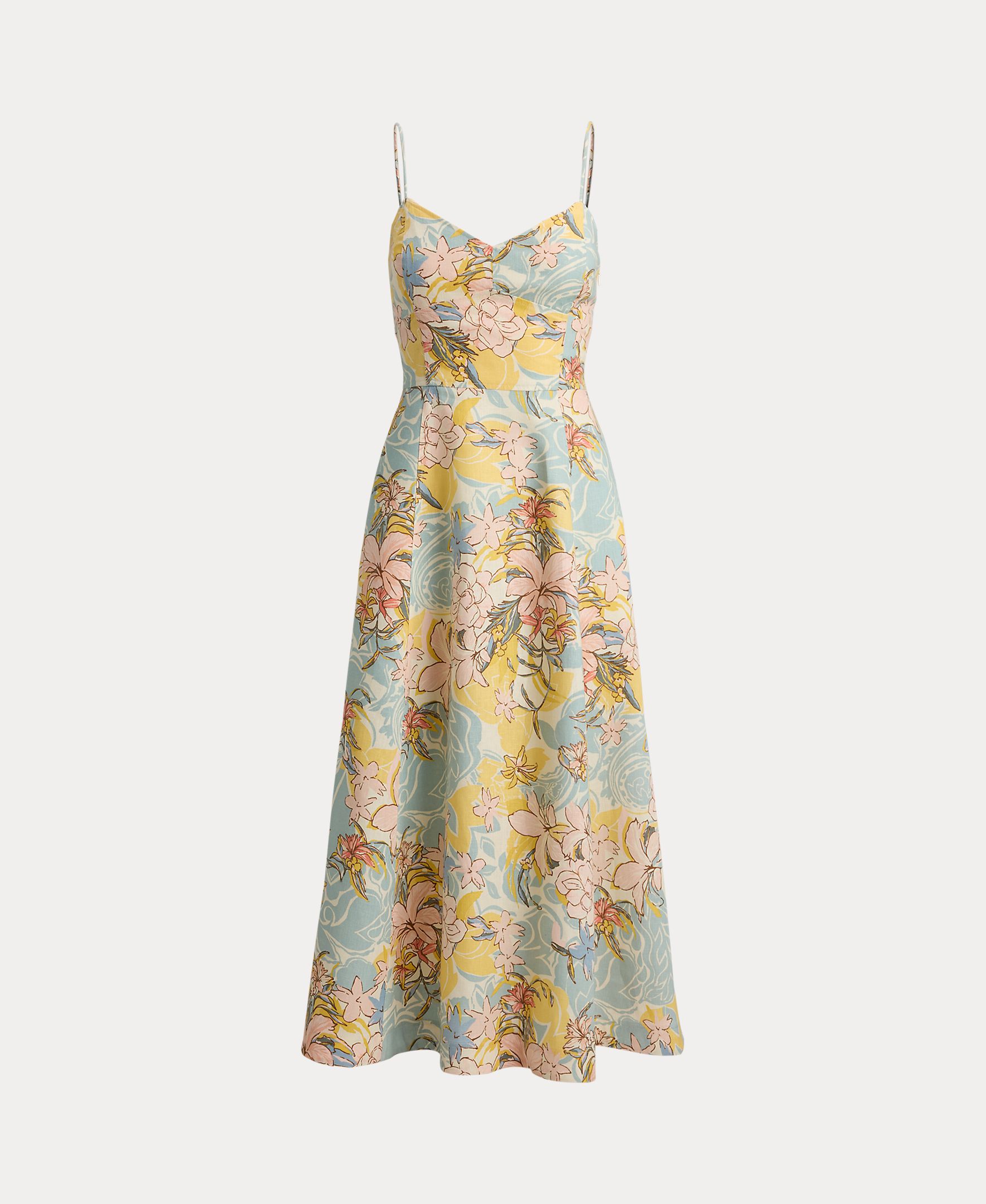 Vestido midi estampado sem mangas Multicolor-6