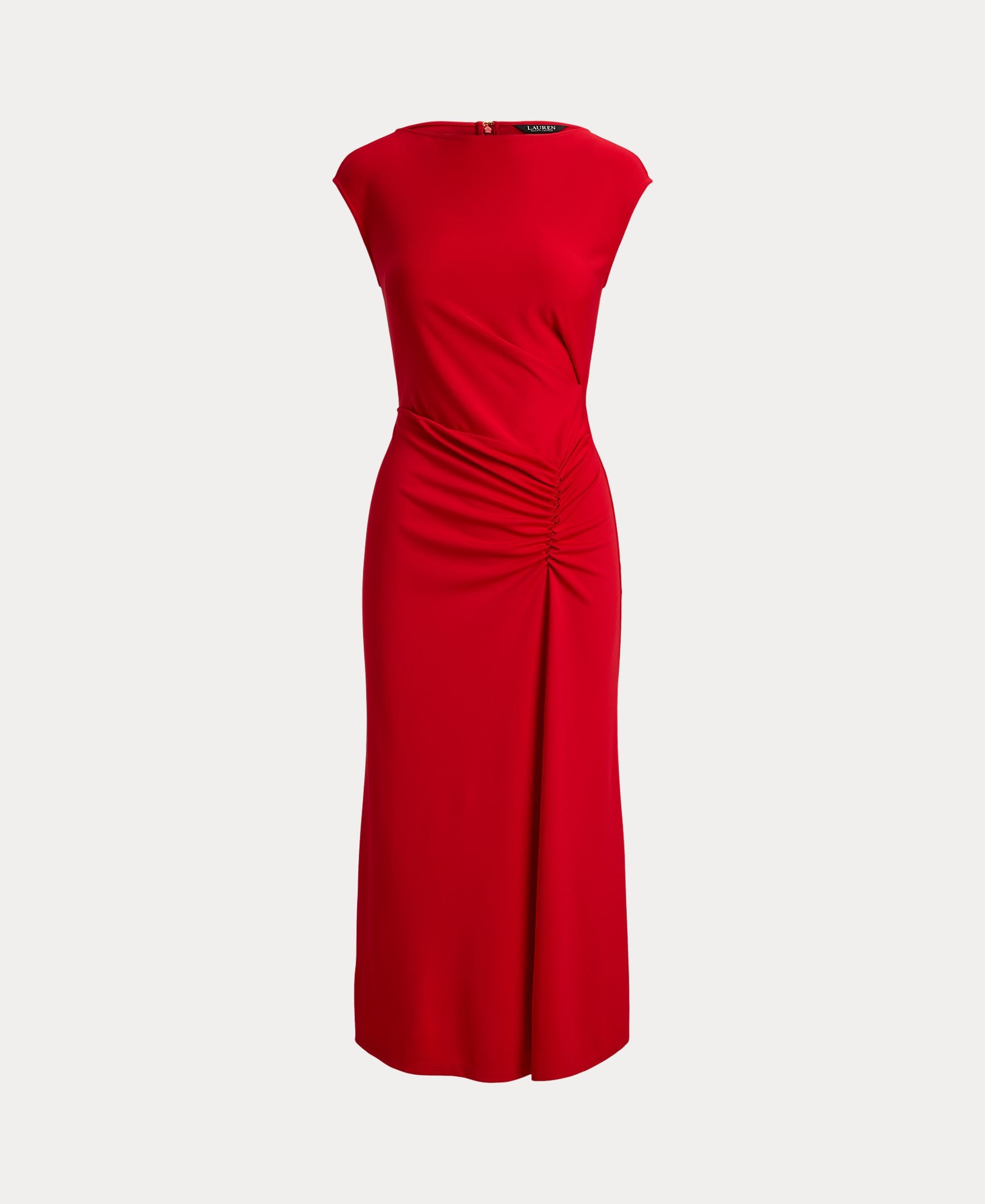 Vestido Midi de Malha com Nó à Frente Vermelho-5