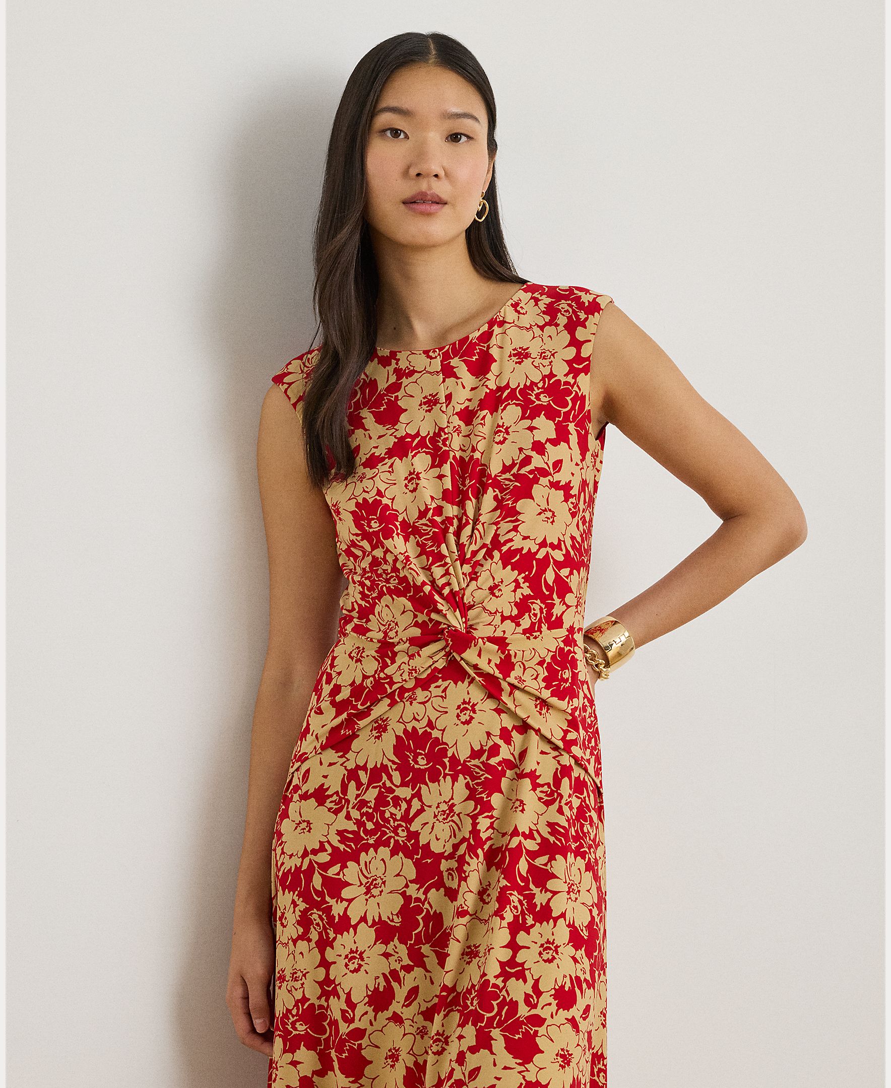 Vestido Cruzado de Malha com Estampado Vermelho-3