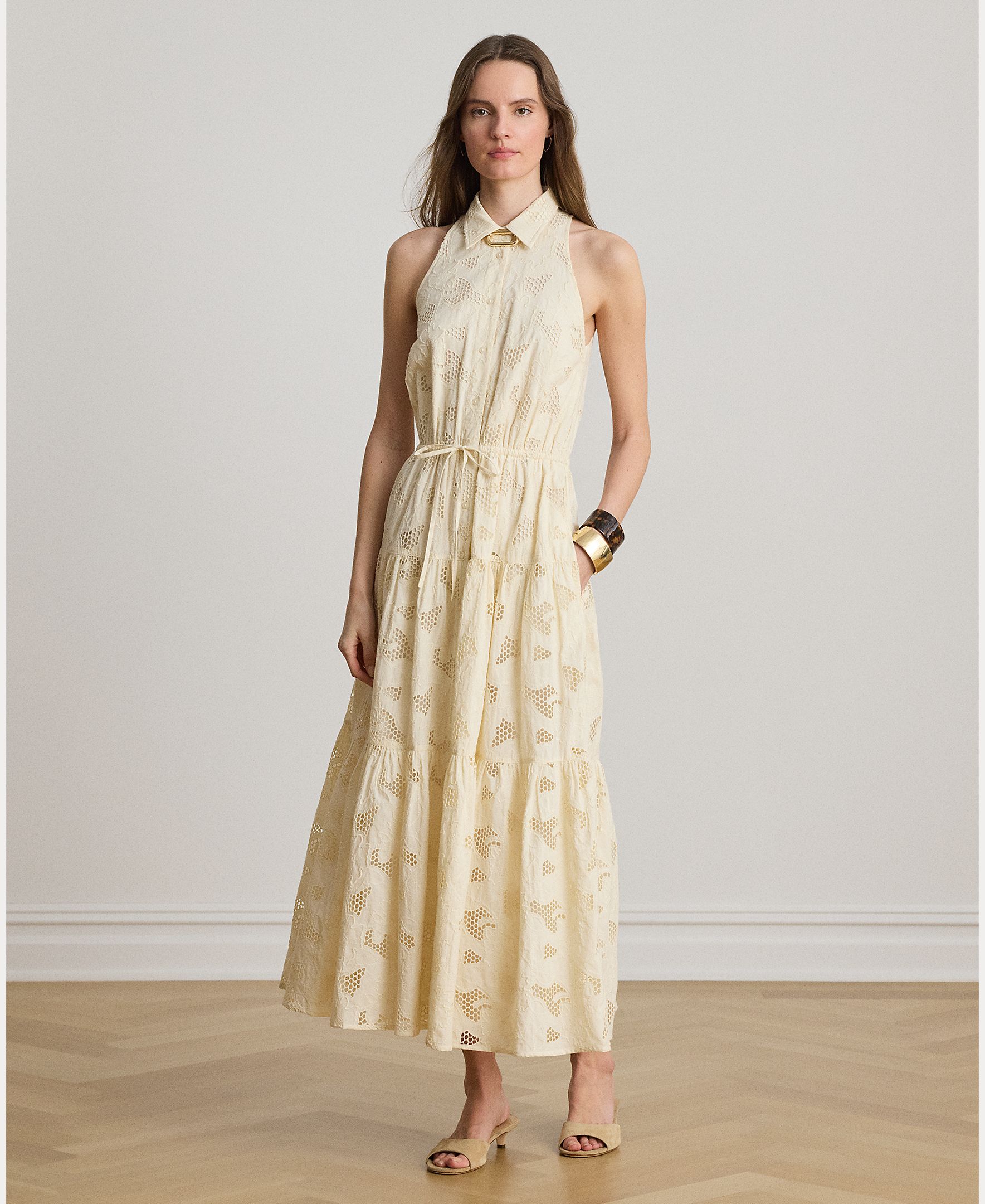 Lauren Ralph Lauren - Vestido midi de algodón sin mangas.