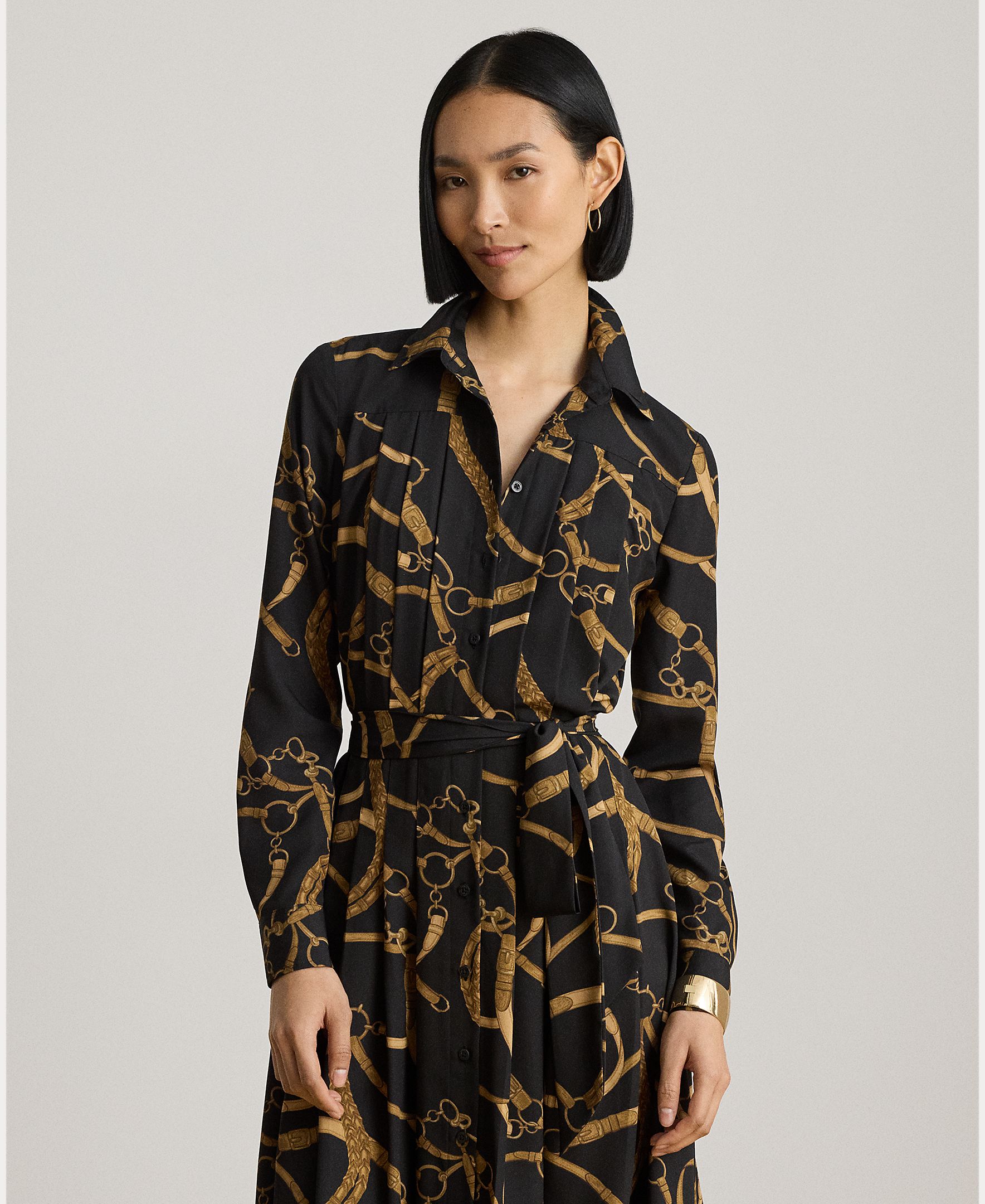 Vestido Camiseiro Midi com Estampado Preto-3
