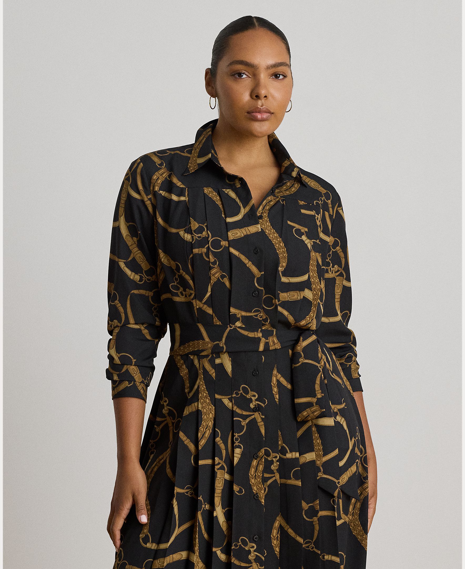 Vestido Camiseiro Midi com Estampado Preto-7