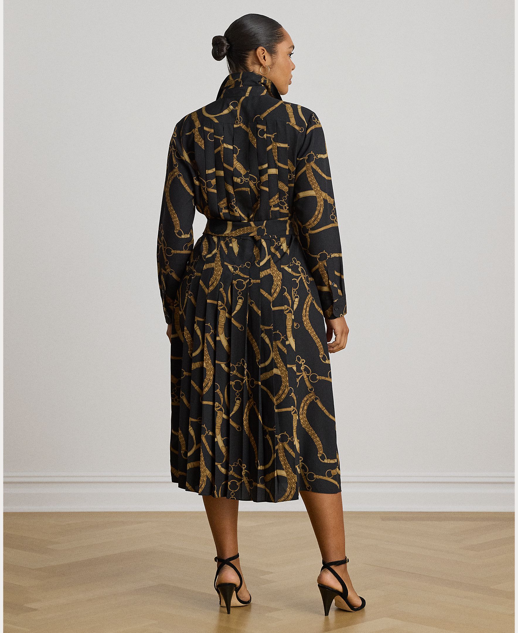 Vestido Camiseiro Midi com Estampado Preto-8