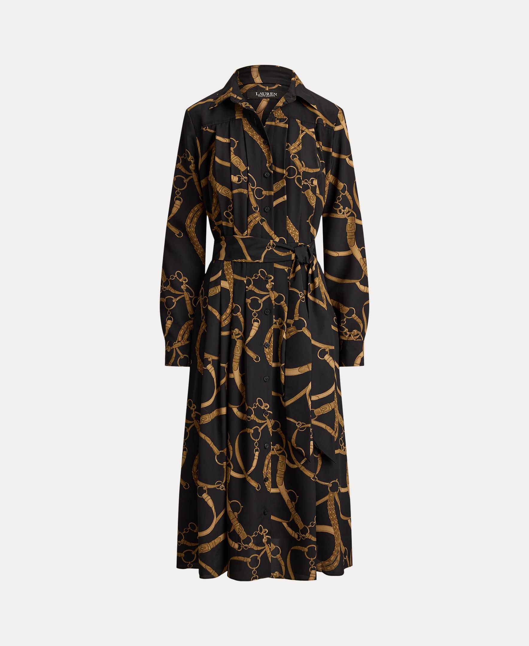 Vestido Camiseiro Midi com Estampado Preto-9