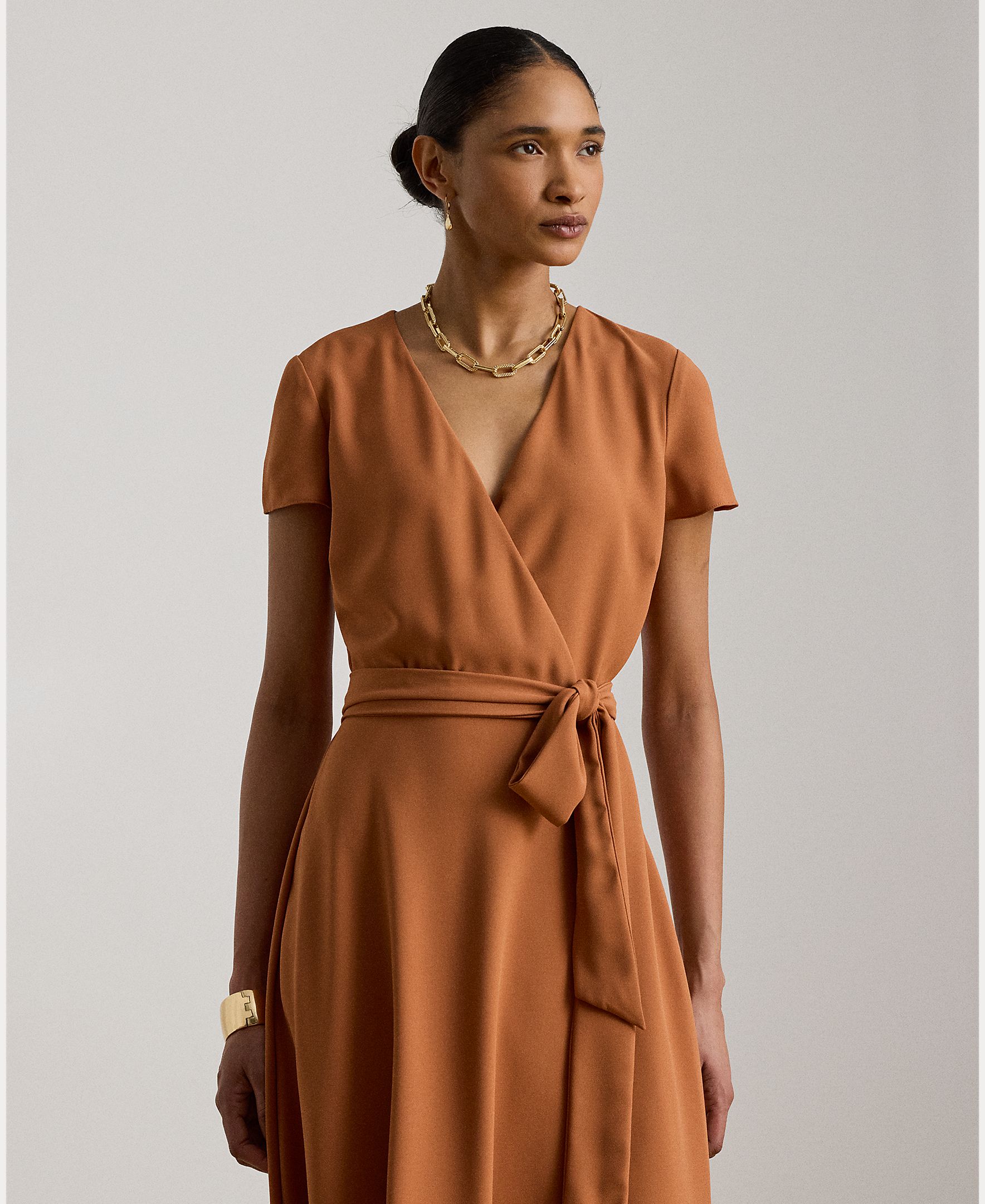 Vestido midi cruzado con cinturón - Lauren Ralph Lauren - Teja Teja-3