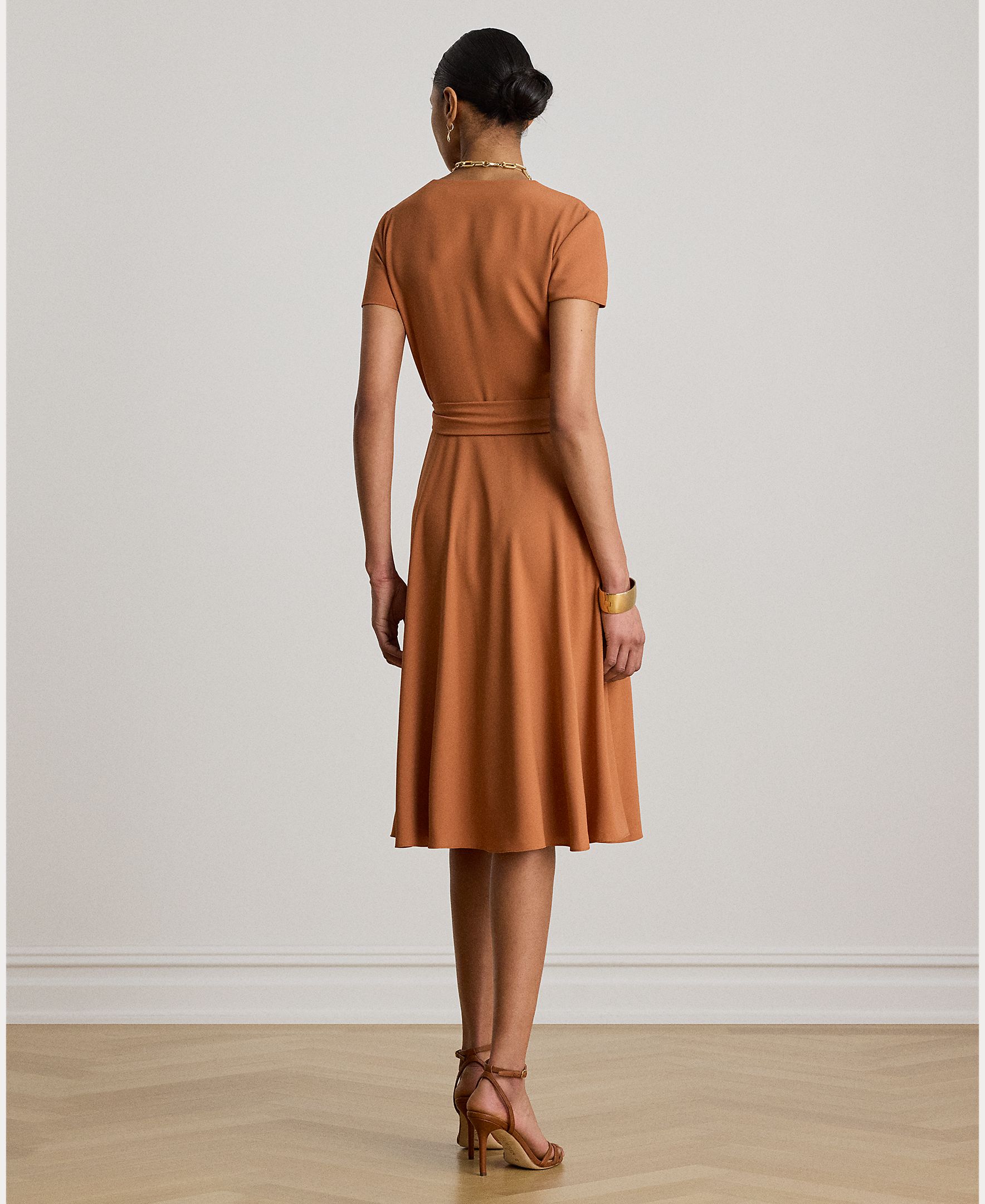Vestido midi cruzado con cinturón - Lauren Ralph Lauren - Teja Teja-4