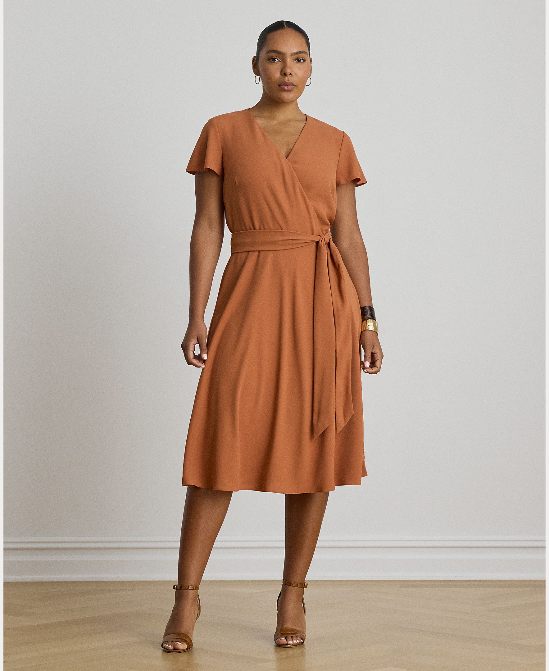 Vestido midi cruzado con cinturón - Lauren Ralph Lauren - Teja Teja-7