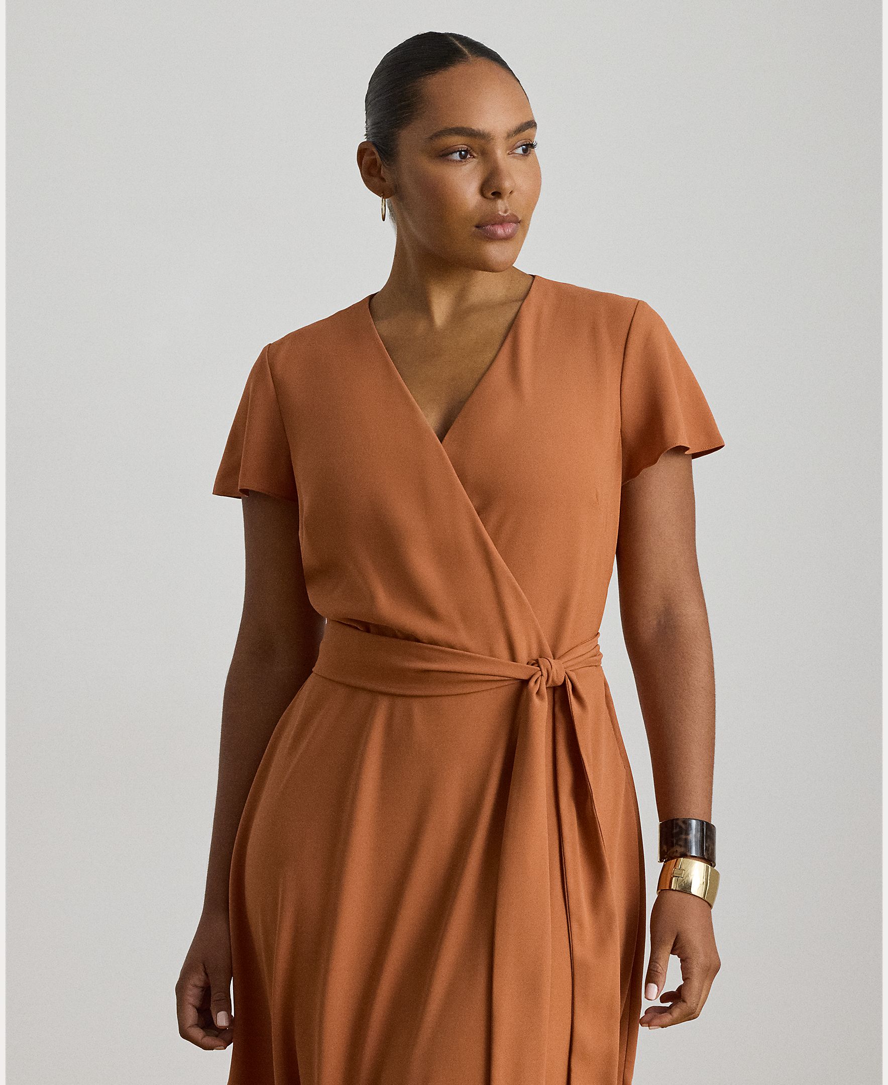 Vestido midi cruzado con cinturón - Lauren Ralph Lauren - Teja Teja-8