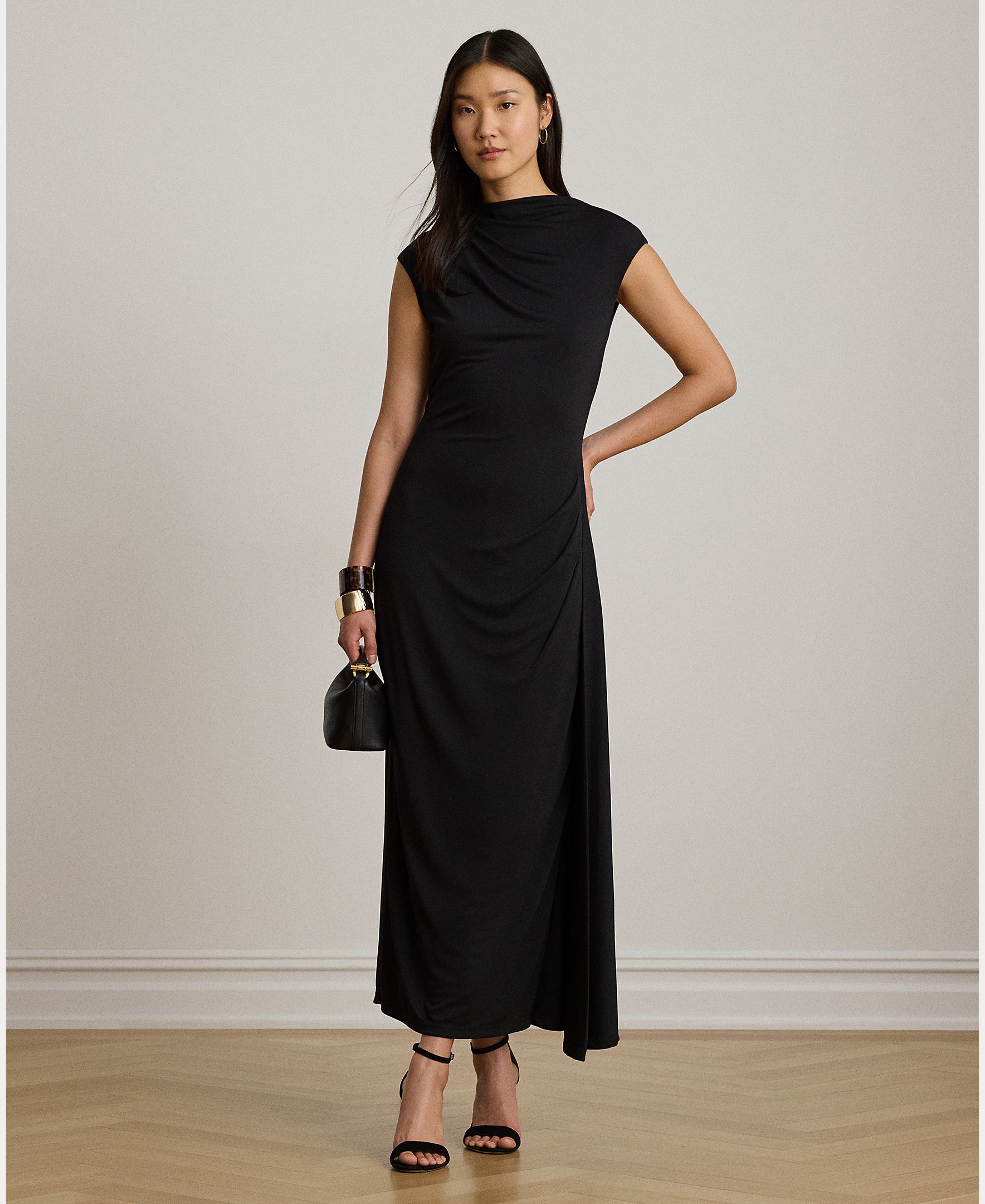 Lauren Ralph Lauren - Vestido largo de punto con un toque elástico y manga casquete.