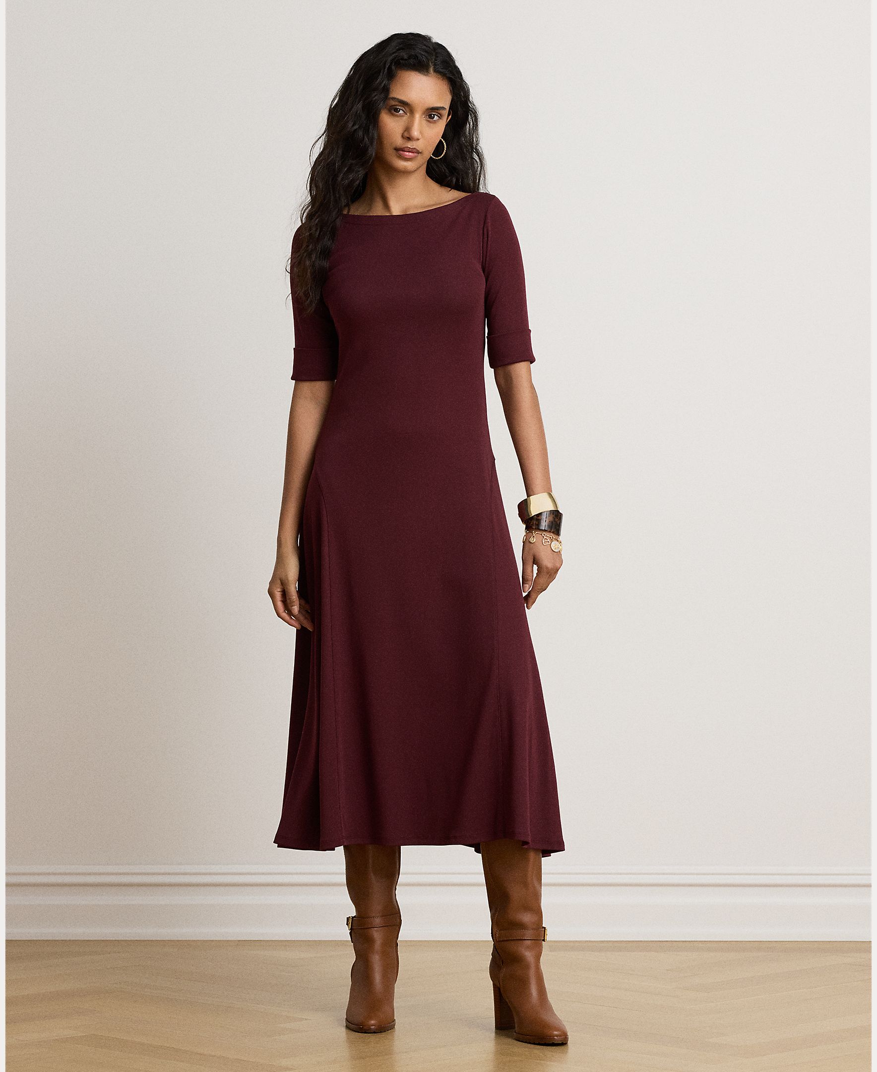 Imagem 0 de Vestido Midi de Algodão com Decote à Barco, Disponível em Tamanhos Grandes